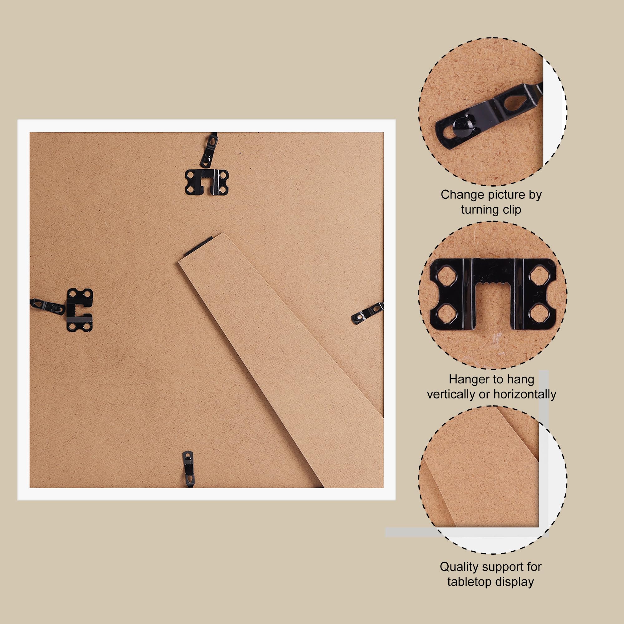 Giftgarden 6x6 Picture Frame White, 6 by 6 Thin Square Photo Frame for Gallery Wall Tabletop Display, Single