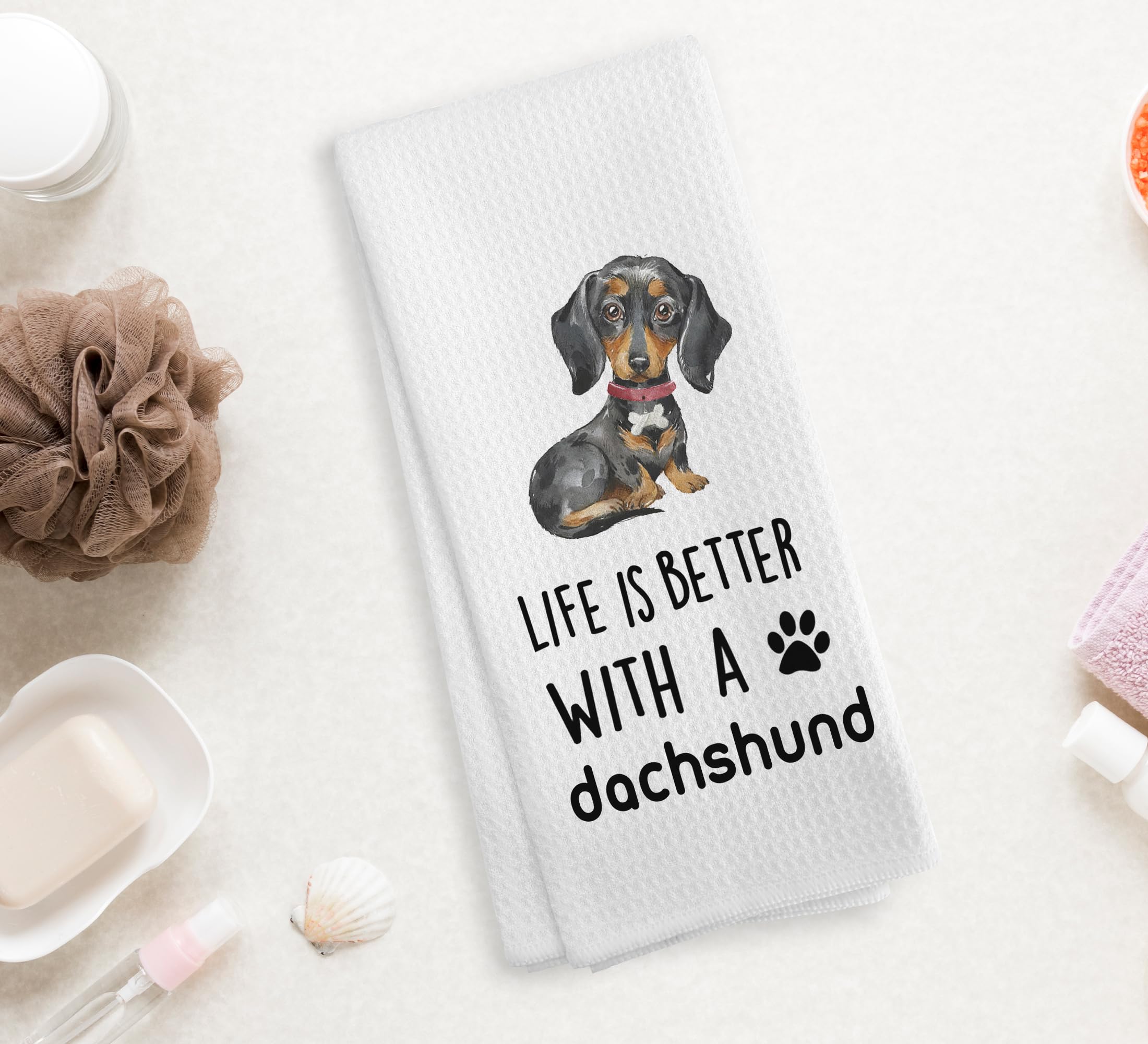 NOQL Dachshund Kitchen Towels and Dishcloths, Wiener Dog Gifts for Women, 1624 Inches(Dachshund-5)