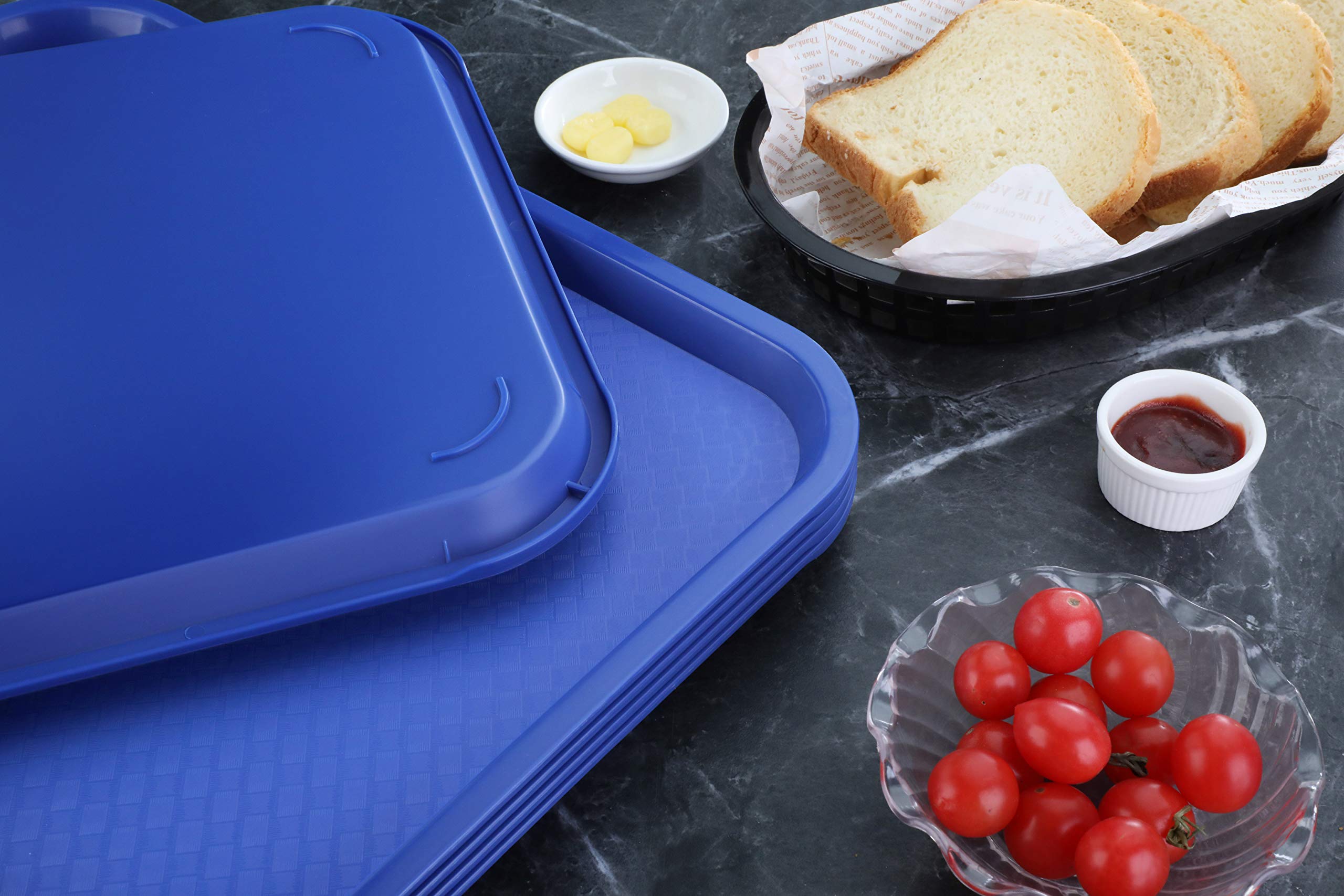 New Star Foodservice 24364 Blue Plastic Fast Food Tray, 10 By 14 Inch, Set Of 12