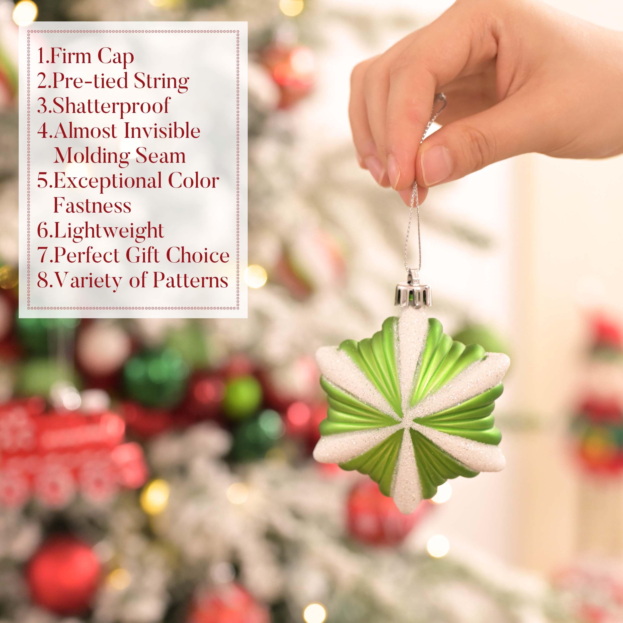 Valery Madelyn Christmas Ornaments Set, 100ct Red Green White Shatterproof Christmas Tree Decorations Variety Ball Ornaments Bul