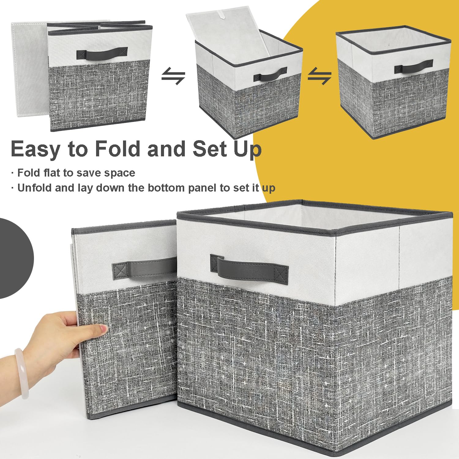 Homyfort 12X12 Cube Storage Bins - Fabric Organizers And Storage, Collapsible Storage Basket For Shelves, Closet, Nursery, Set O