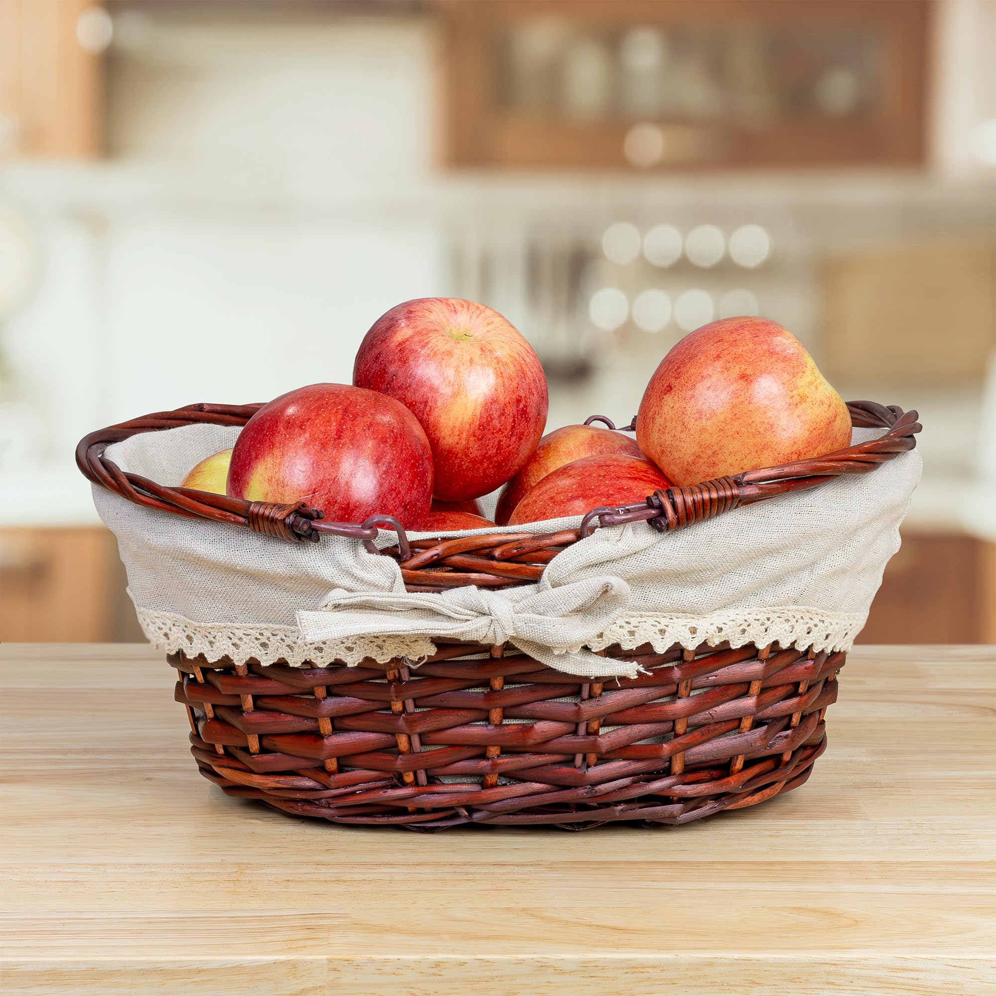 Cornucopia Wicker Basket With Handles (Reddish Brown), For Fall Decor, Easter, Picnics, Gifts, Home Decor And More, 13 X 10 X 6