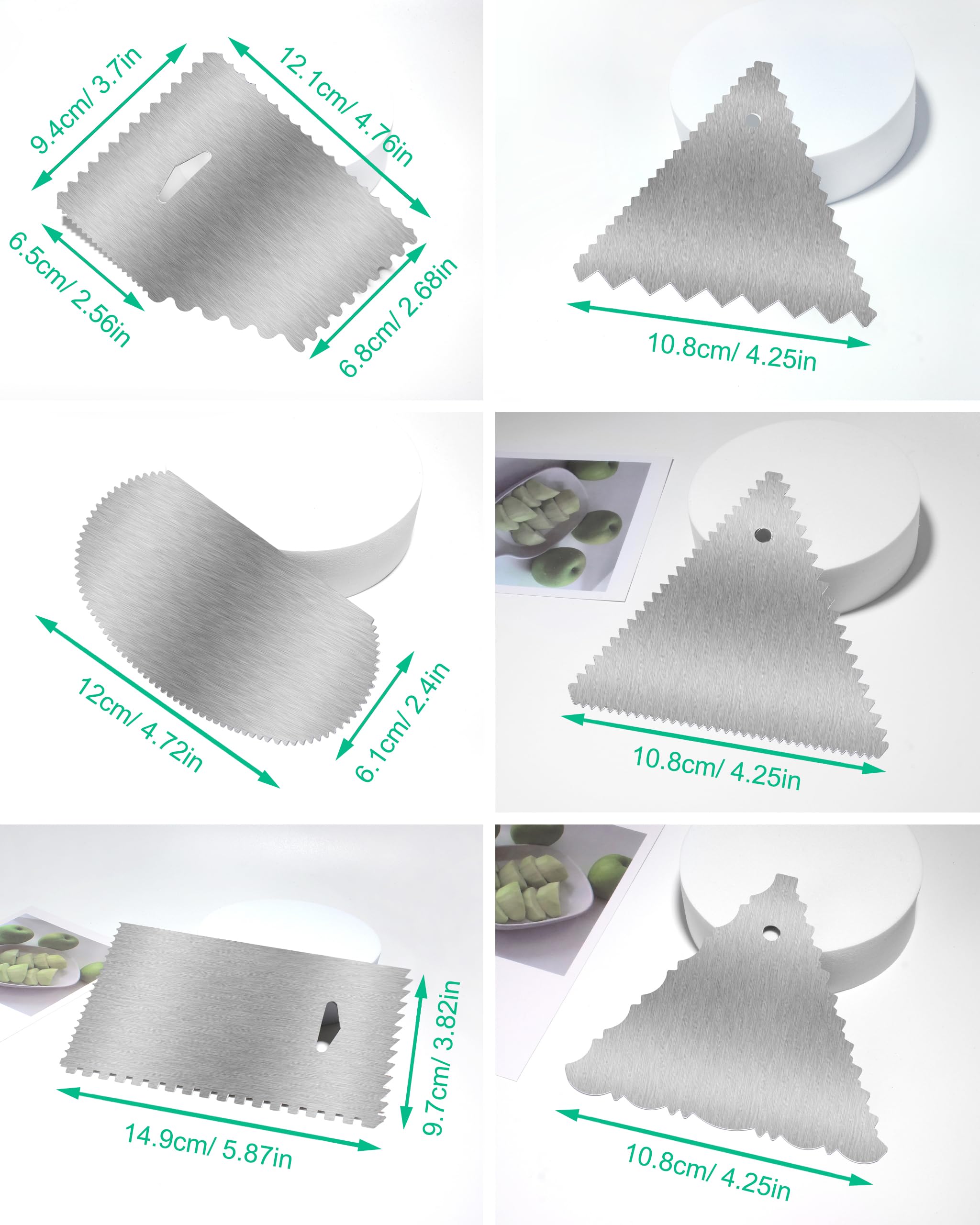 Yqboom New 6Pcs Cake Scraper 430 Stainless Decorating Comb And Icing Smoother