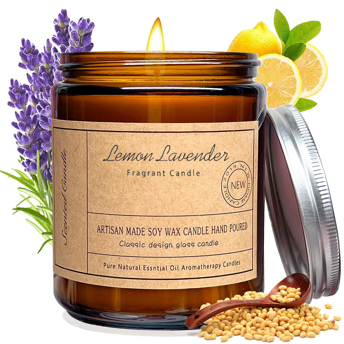 Scented Candles, 7oz Lavender Candles for Home Scented, Aromatherapy Candle, Soy Wax Candle Gifts for Women, Stress Relief and R