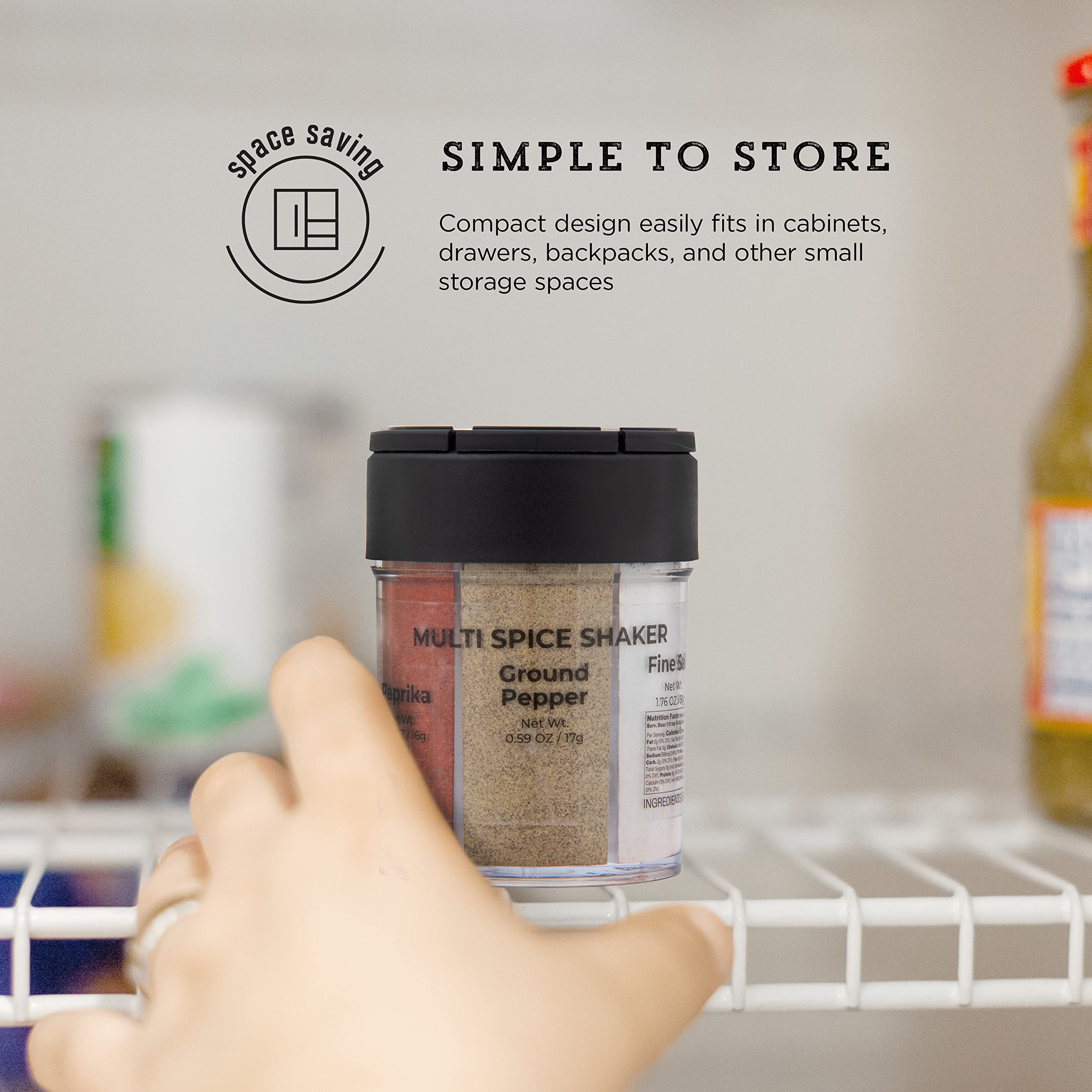 Kamenstein Round Multi Spice Container, Filled with Spices, 3.07 x 3.07 x 4.02 Inch