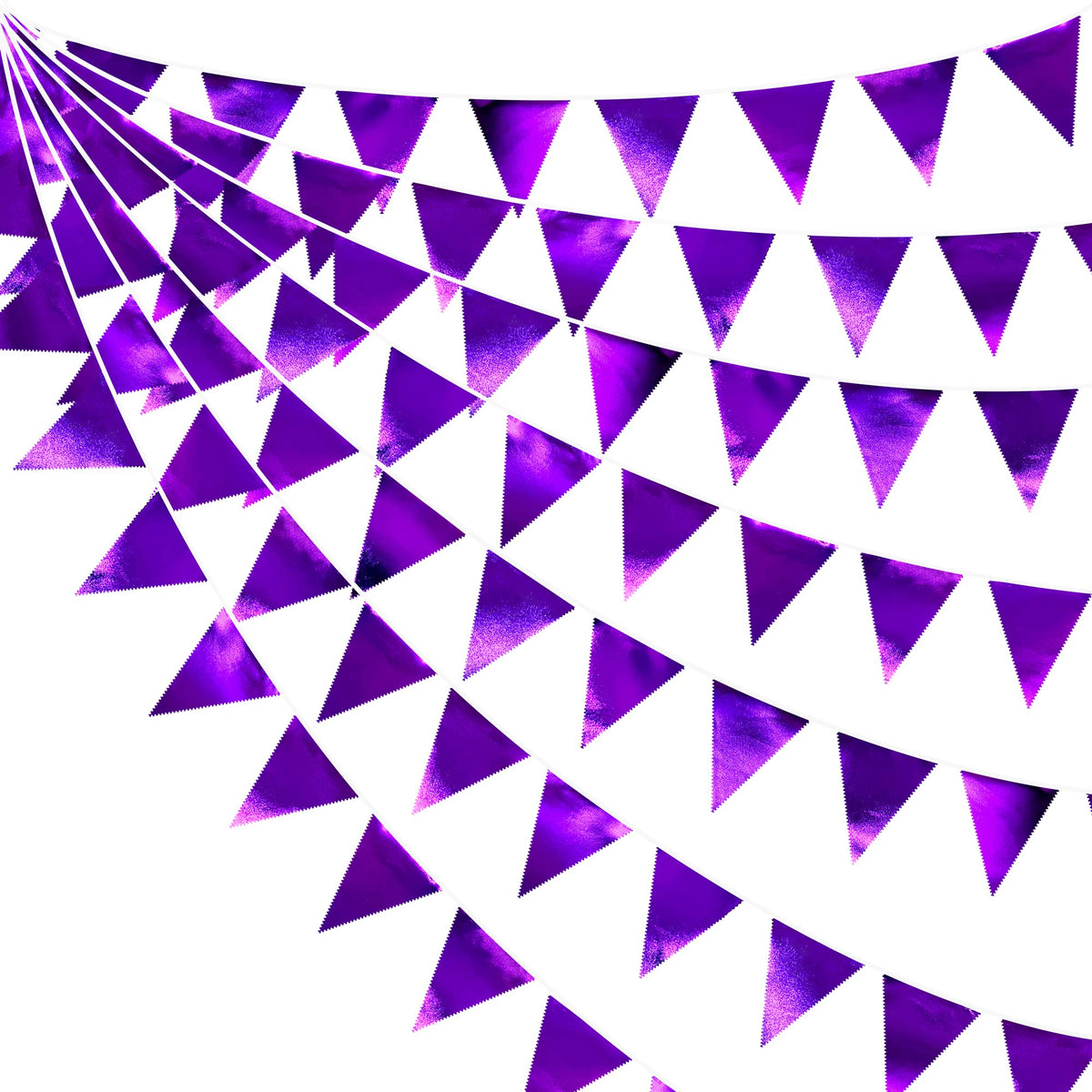 Purple Party Decorations Triangle Pennant Banner Flag Dark Purple Metallic Fabric Bunting Garland For Graduation Wedding Bridal