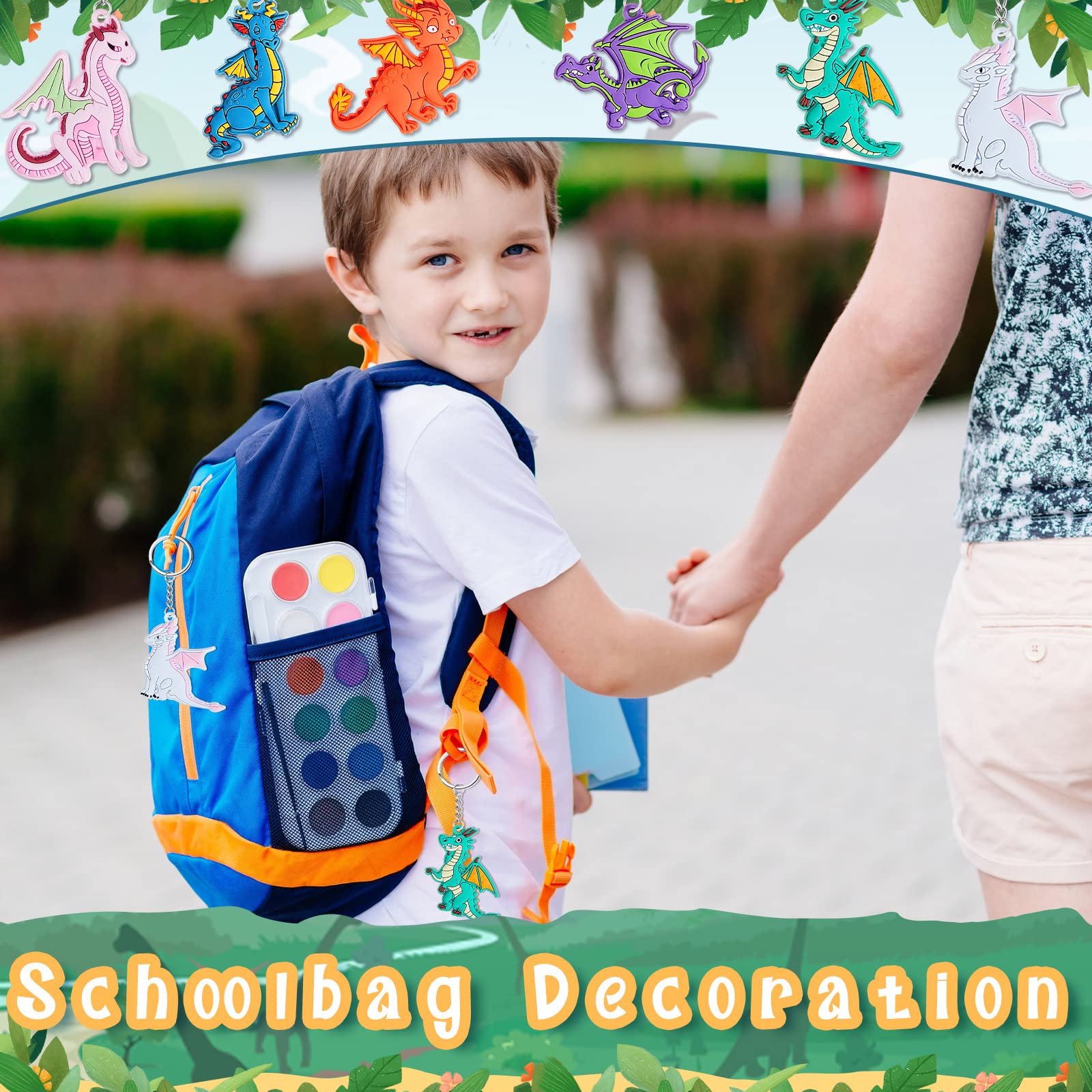 30 Pcs Dragon Key Ring Dragon Keychain Dragon Party Favors Pvc Keychains For Kids Women Men Dragon Birthday Party Supplies Favor