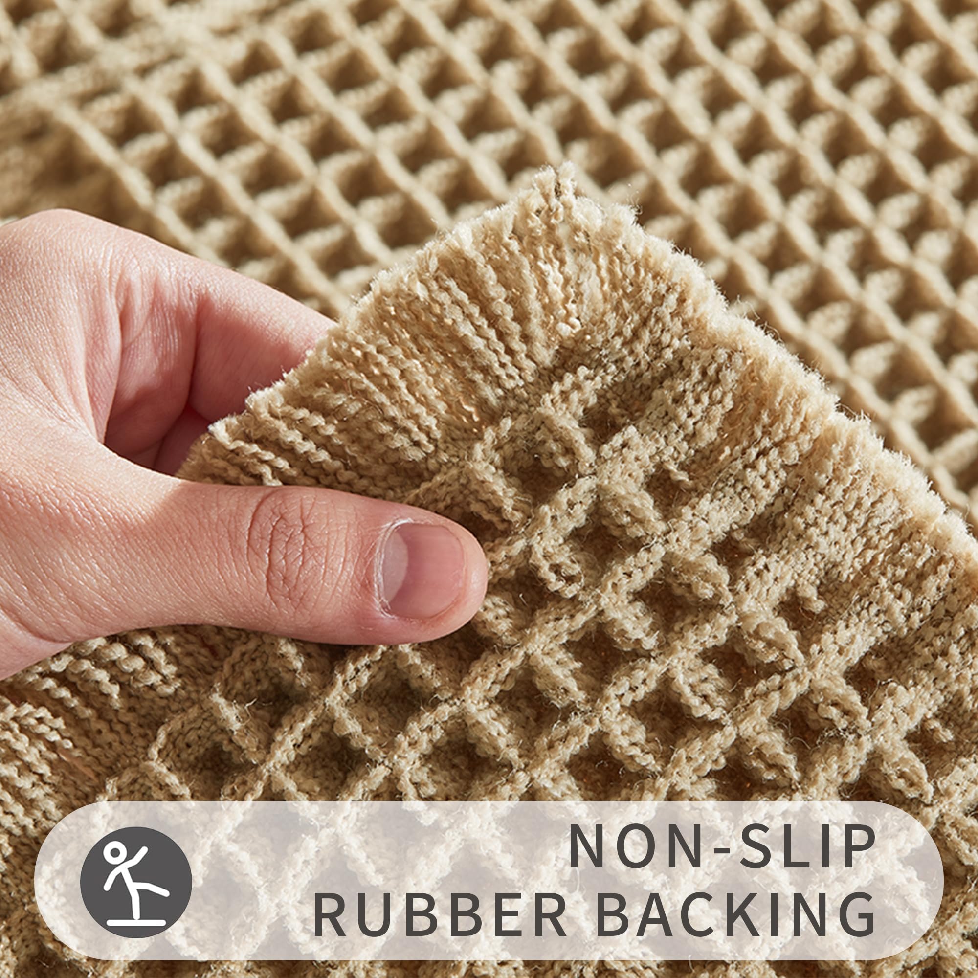 Bululom Bath Mats For Bathroom Non Slip,Waffle Luxury Bath Mat,Machine Washable Bath Mat For Shower,Ultra Soft Bathmat,Brown,19'