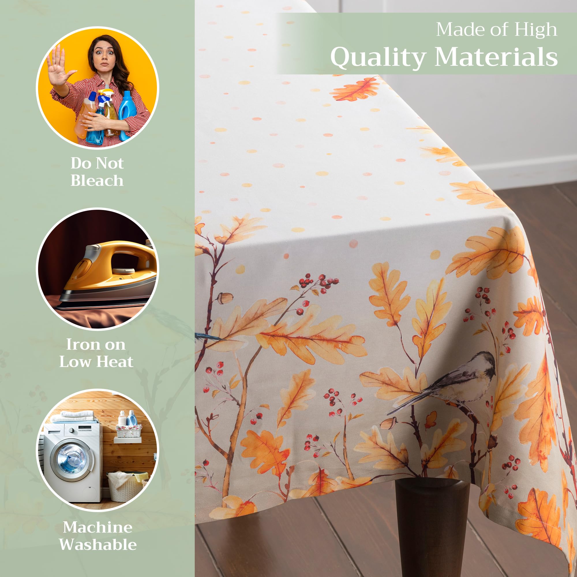 Maison D Hermine Table Cover 70X120 100% Cotton Decorative Washable Rectangle Tabletop Tablecloths, Kitchen, Party, Restaurant &