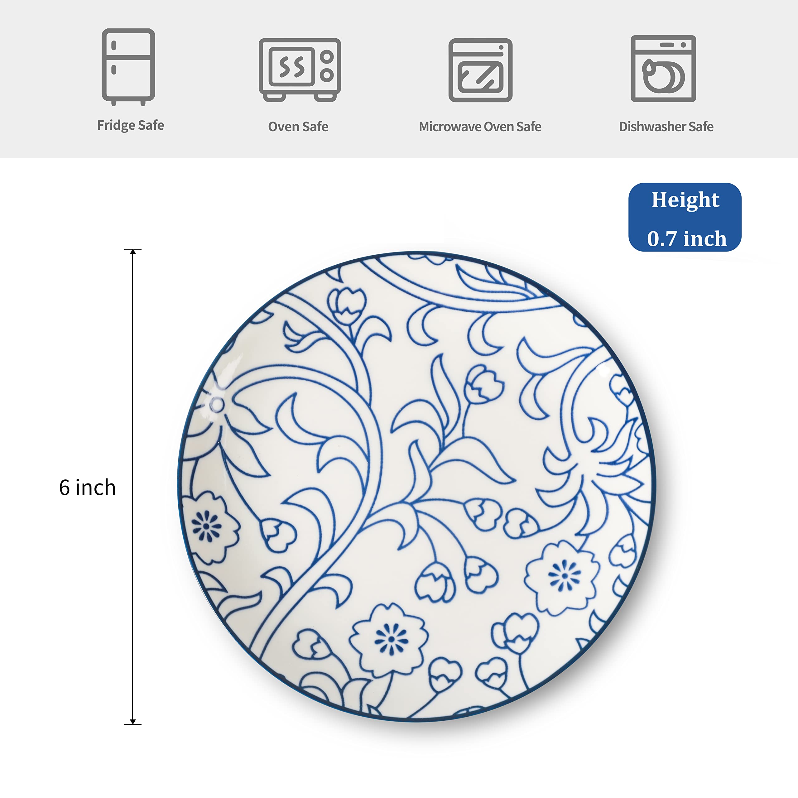 Selamica Ceramic Dessert Plates Set Of 6, Small Salad Plates 6 Inch Appetizer Plates For Kitchen, Mini Dinner Plates For Cake Sn