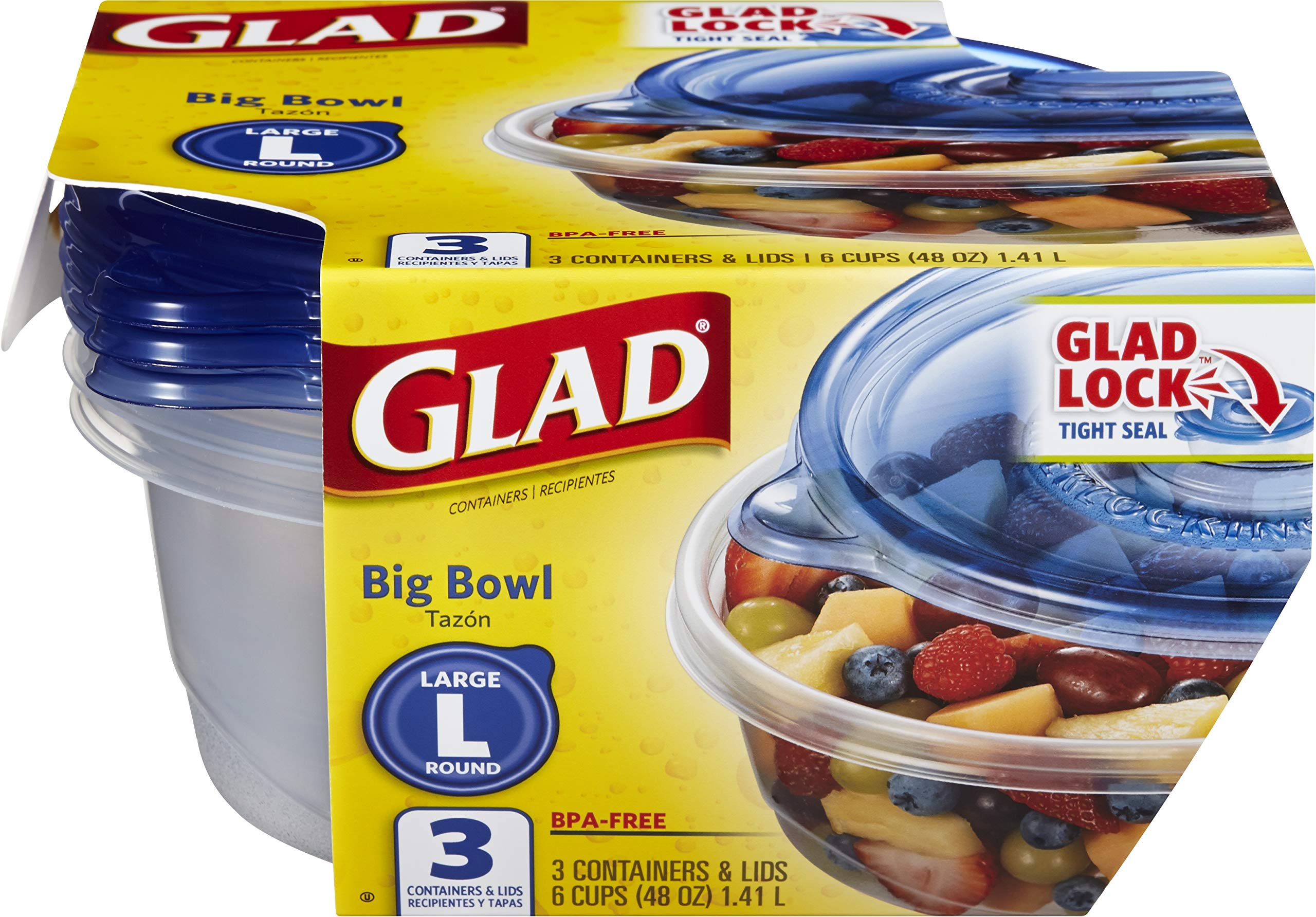 Glad Food Storage Containers, 3 Count- 6 Pack | Durable Food Storage Containers From Glad For Meals, Snacks, And Desserts | Glad