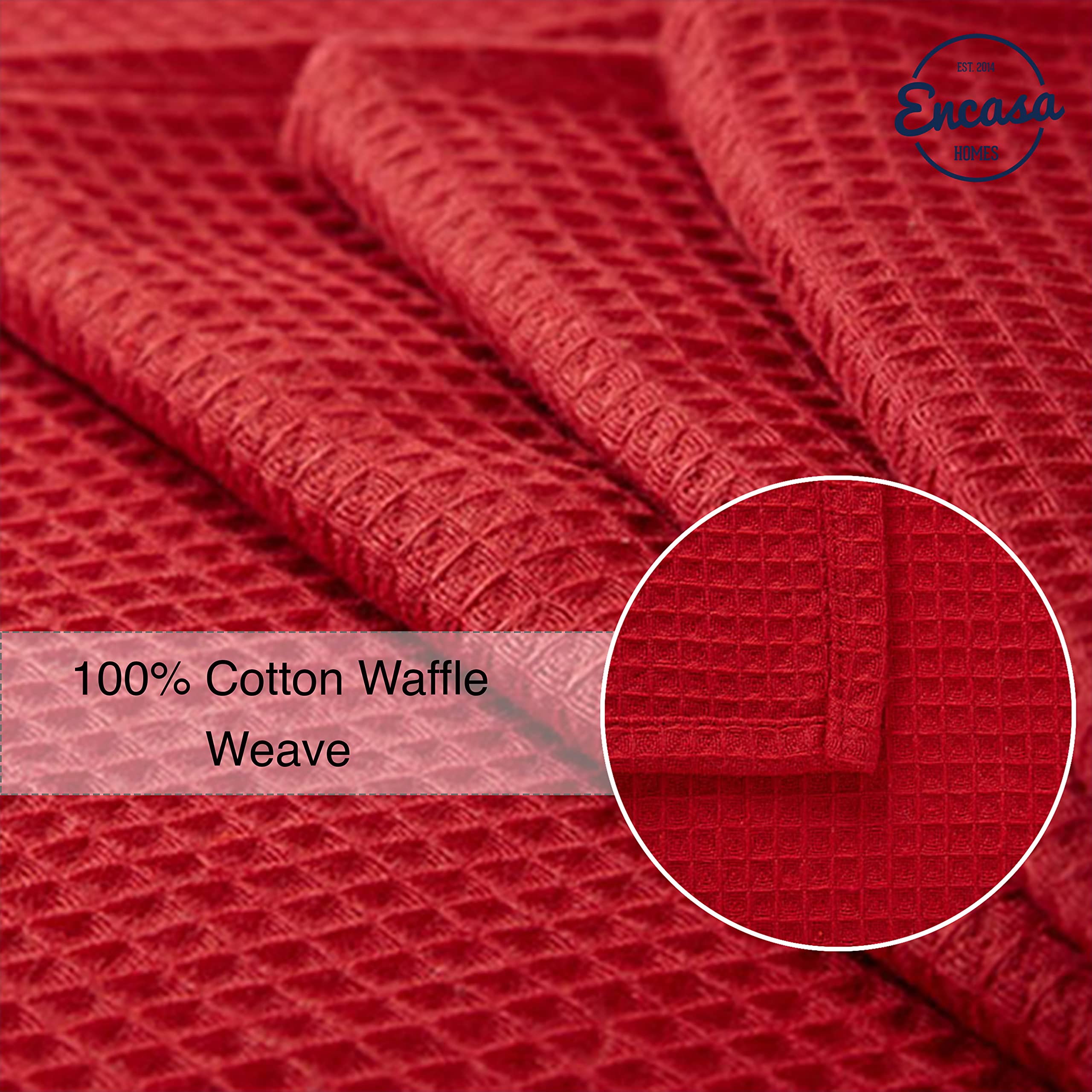 Encasa Homes Anti-Odour Waffle Kitchen Dish Towels, 18 X 28 Inch (4 Pc Set) Highly Absorbent, Tea Towels For Cleaning & Quick Dr