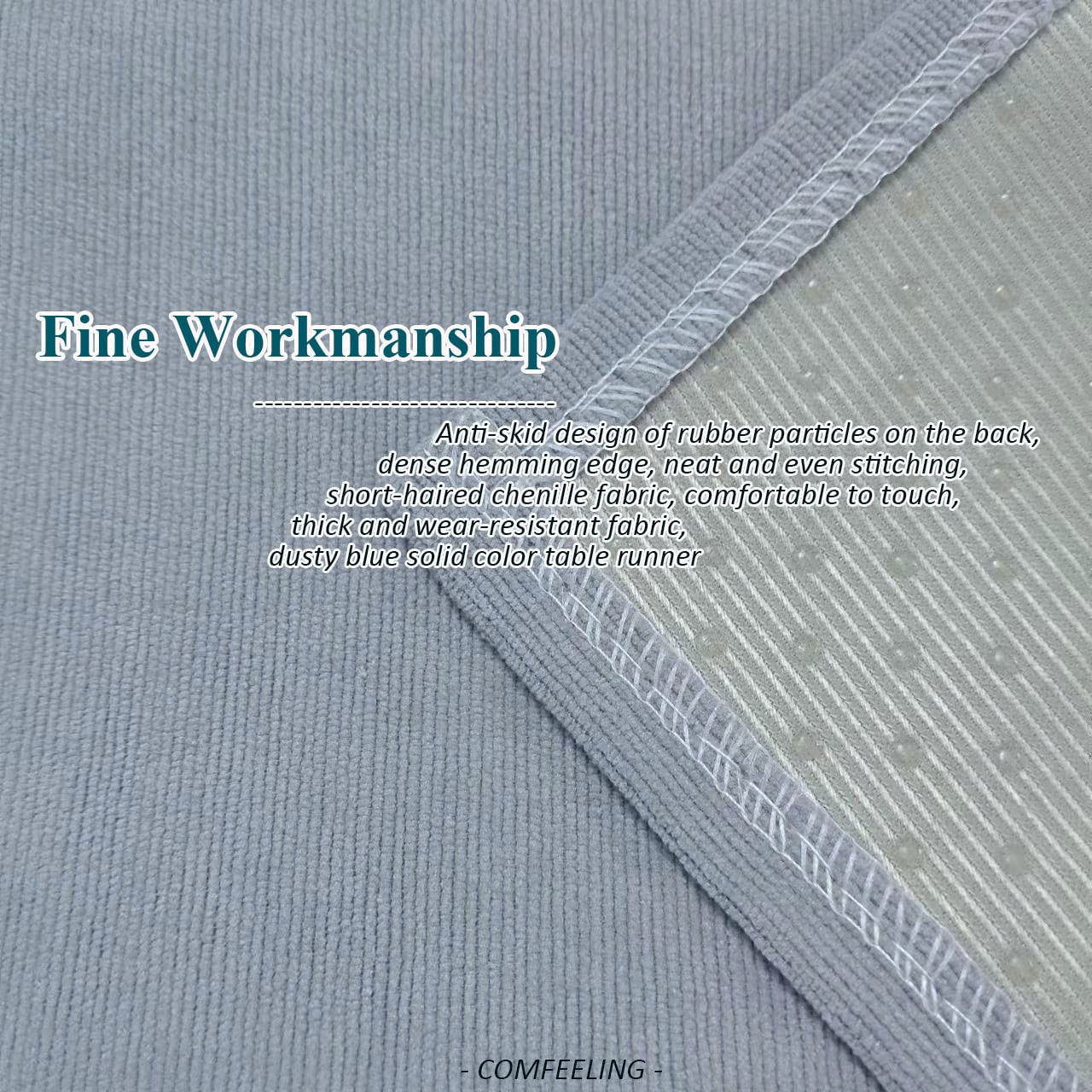 Comfeeling Modern Neutral Table Runner 72 Inch Long, Thick Grey Dresser Scarf With Anti-Slip Design For Daily Use All Season Hol