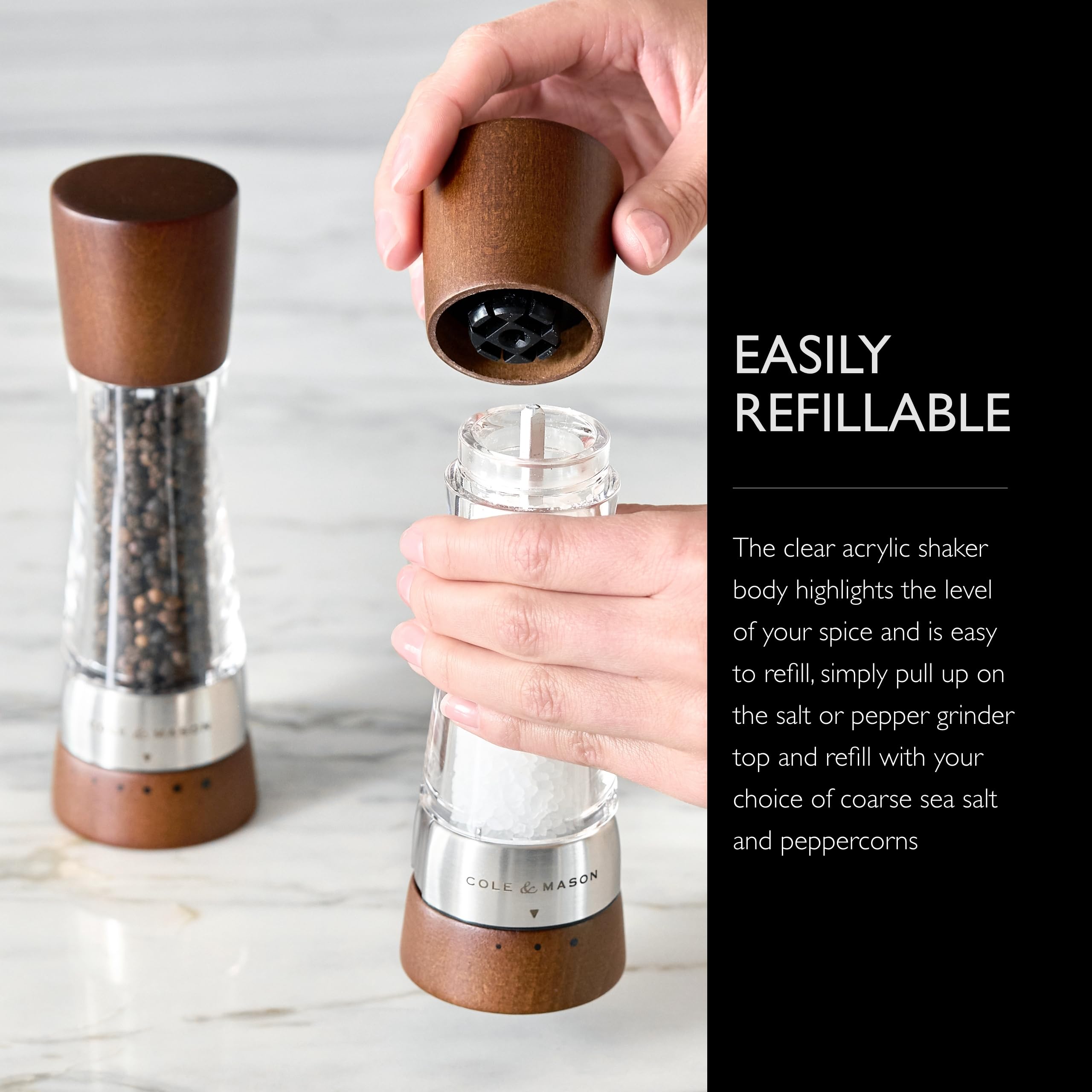 Cole & Mason Derwent Salt & Pepper Mill Gift Set - Salt And Pepper Grinders - Refillable Seasoning And Spice Tools - Adjustable