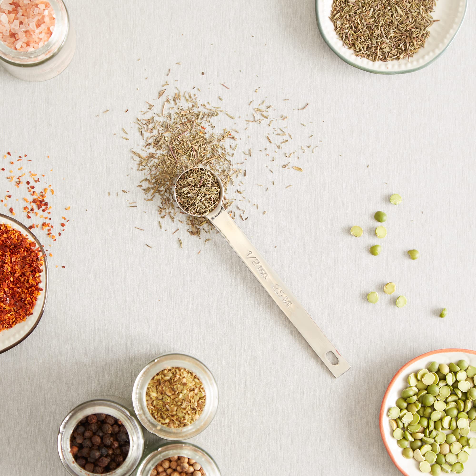 RSVP International Endurance Kitchen Collection Open Stock Measuring Spoon  Stainless Steel  Dishwasher Safe  0.5-Teaspoon