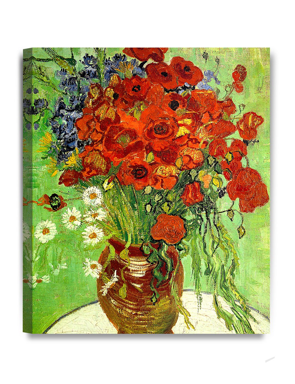 Decorarts - Red Poppies And Daisies By Vincent Van Gogh. Oil Painting Reproduction. Giclee Print On Canvas. Ready To Hang Wall A