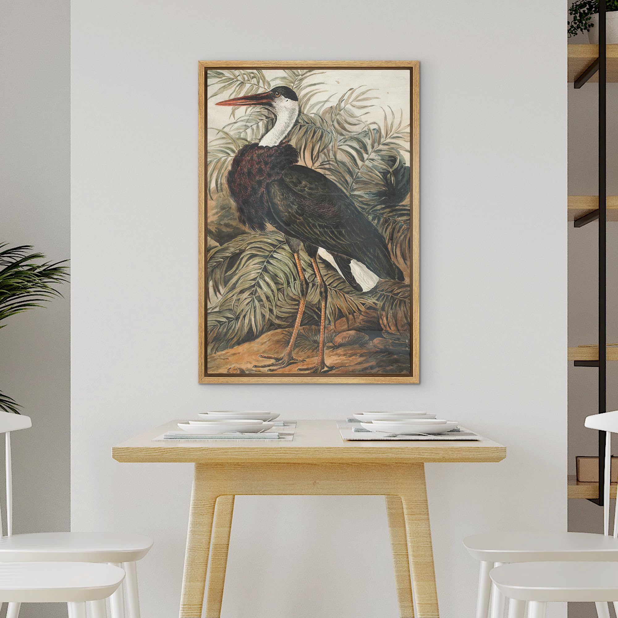 Wall26 Framed Canvas Print Wall Art Fine Art Tropical Swamp Heron Bird Nature Wilderness Illustrations Modern Art Botanical Flor