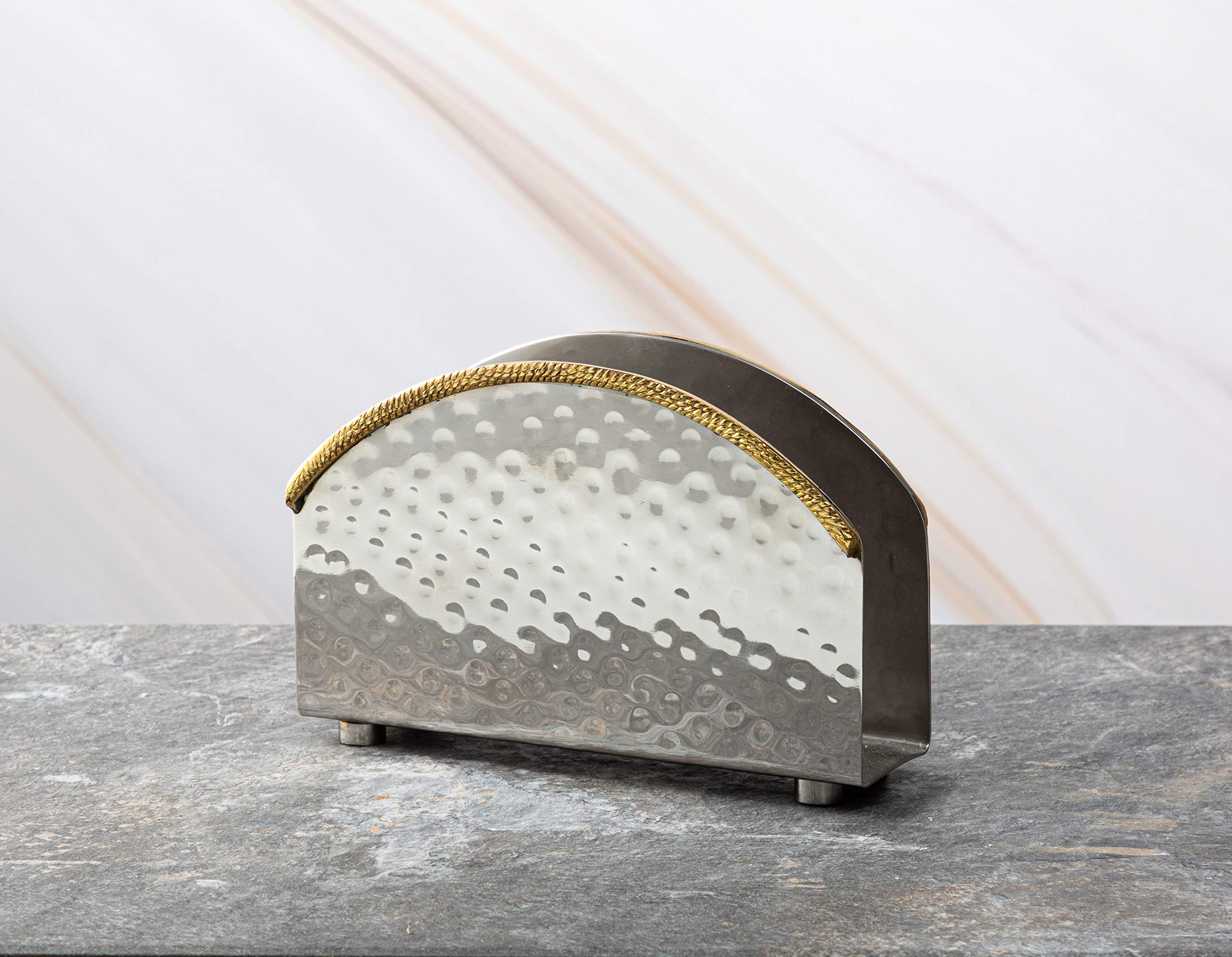 Nickel Napkin Holder With Gold Lined Border