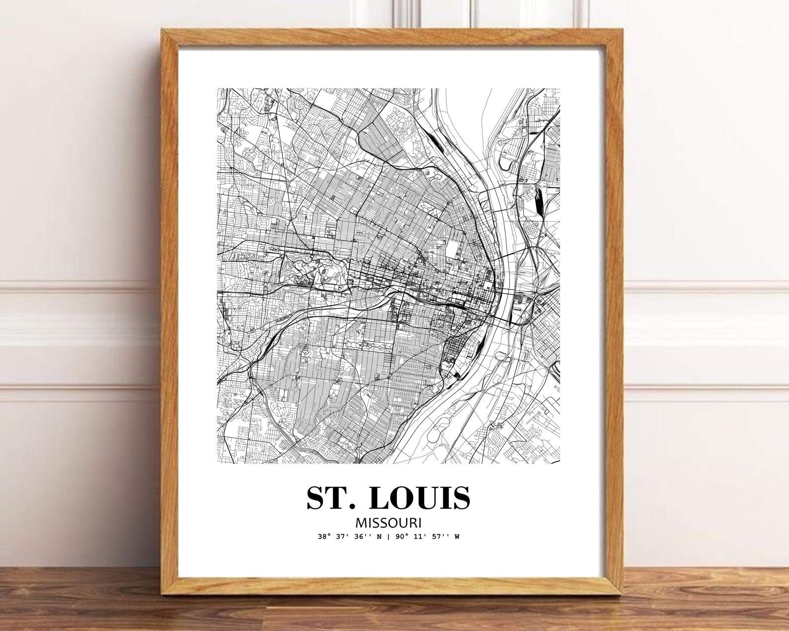 Eleville 11X14 Unframed St. Louis Missouri City View Abstract Road Modern Map Art Print Poster Wall Office Home Decor Minimalist