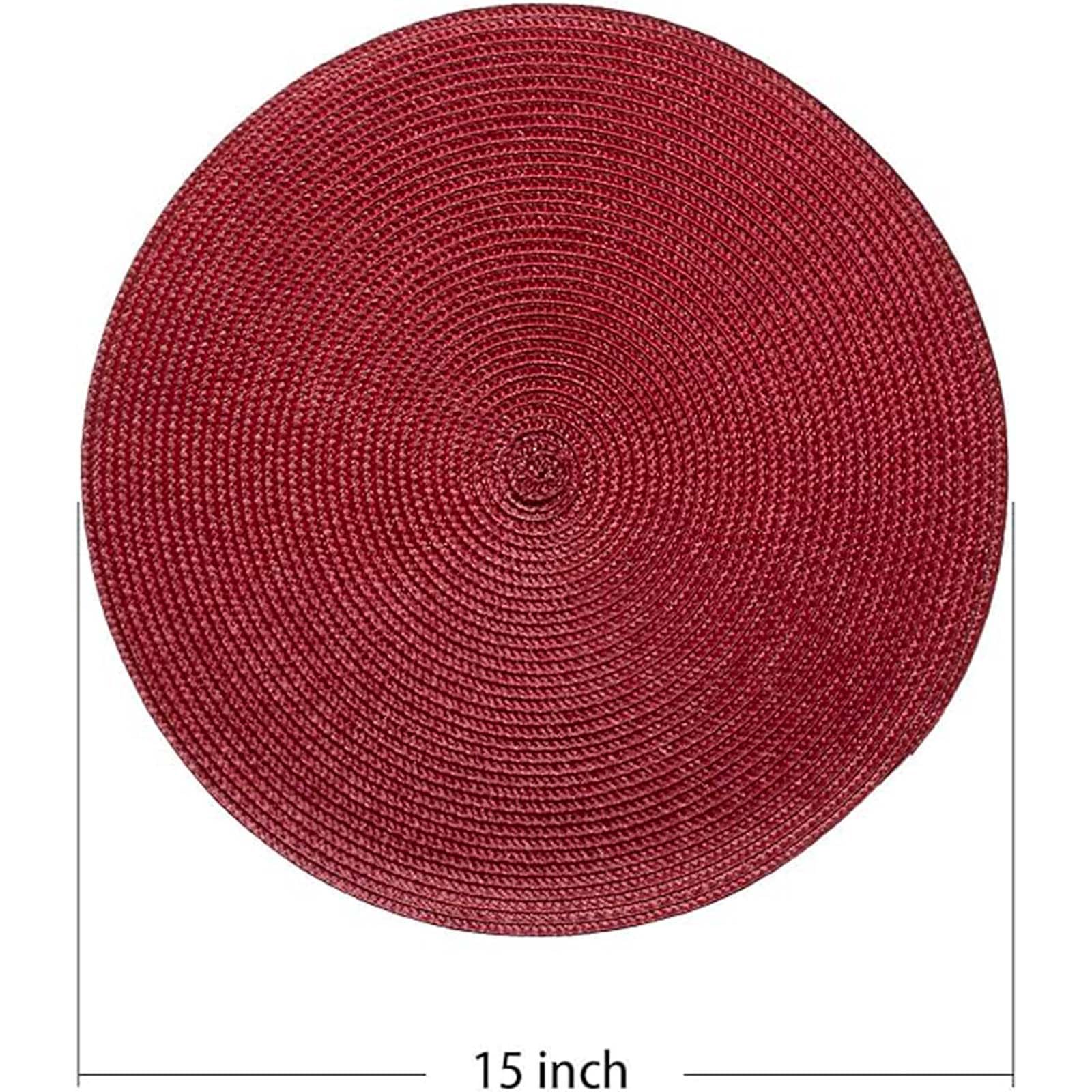 Ahhfsmei Round Braided Placemats 15 Inch Round Table Mats For Dining Tables Natural Woven Heat Resistant Place Mats Set Of 4 (Ta