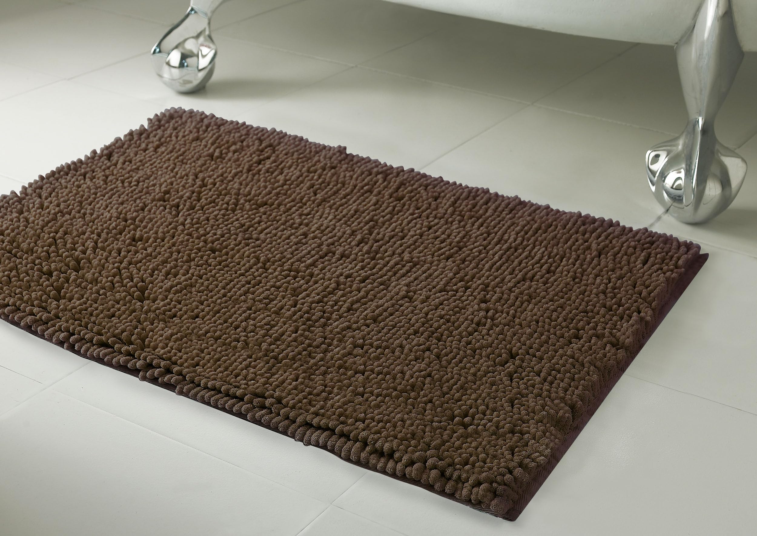 Resort Collection Plush Shag Chenille 2-Piece 17 X 24'' And 21 X 34'' Bath Mat Set, Mocha