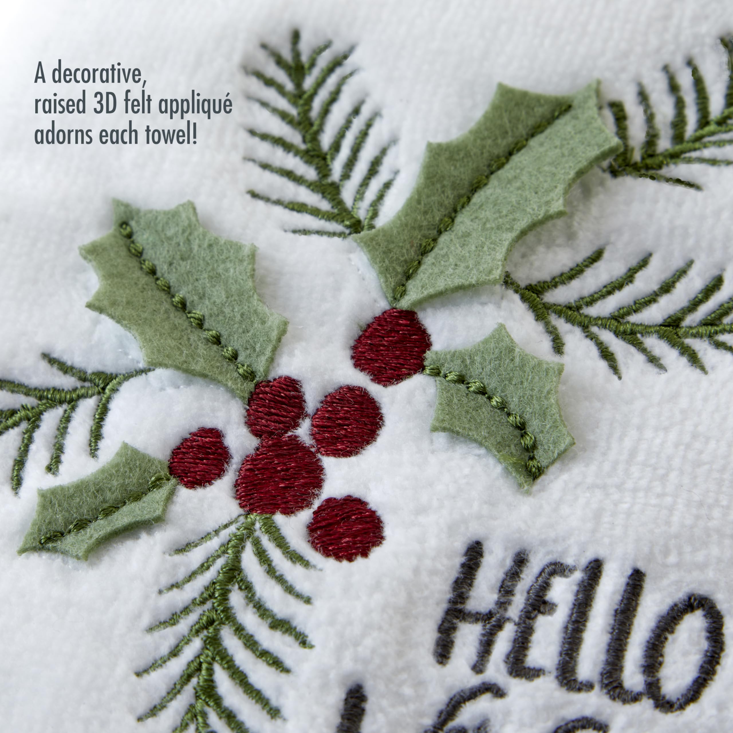 Skl Home Hello Winter Holly 3D Hand Towel Set