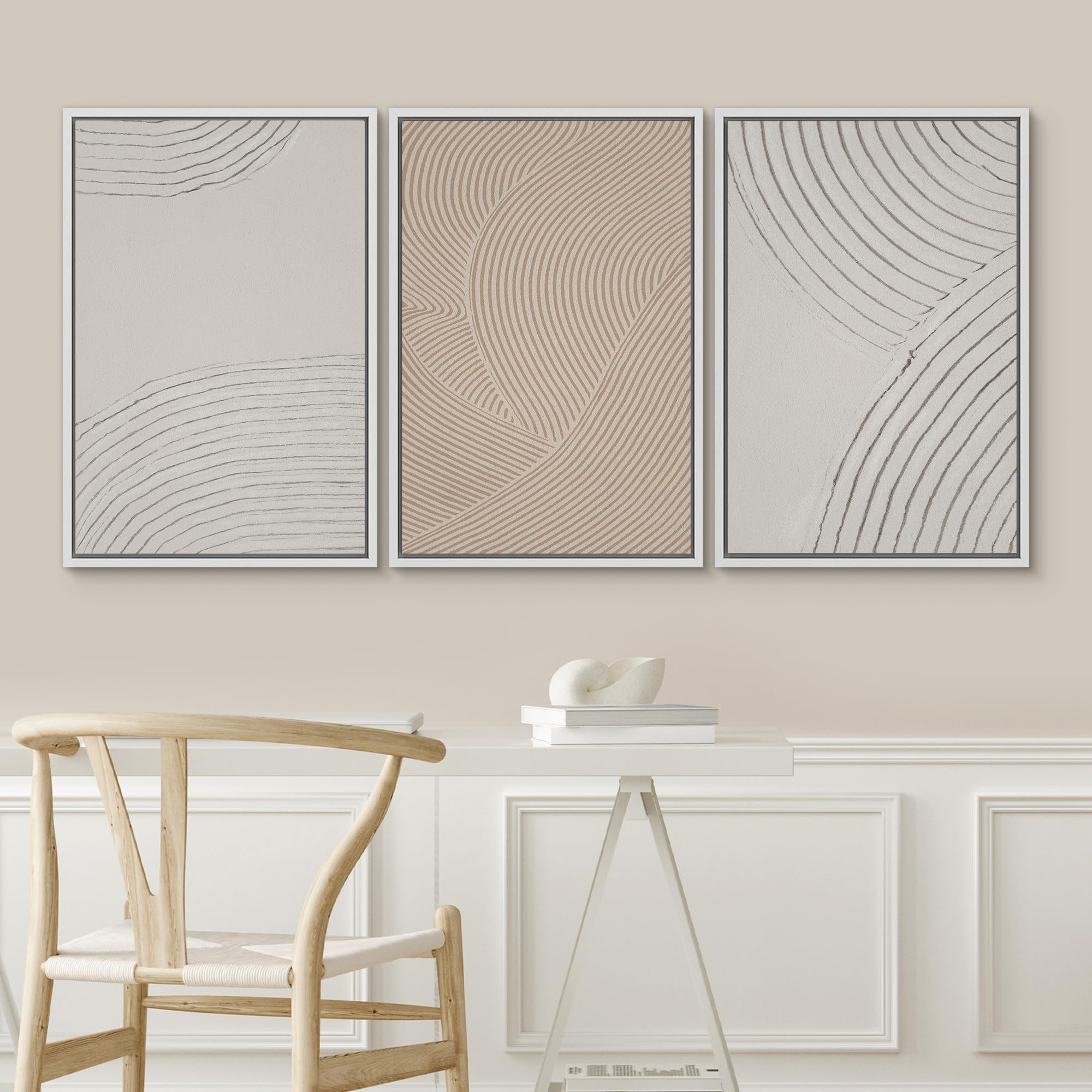 Signwin Framed Canvas Print Wall Art Set Geometric Pastel Spiral Circles Shapes Abstract Illustrations Modern Art Decorative Nor
