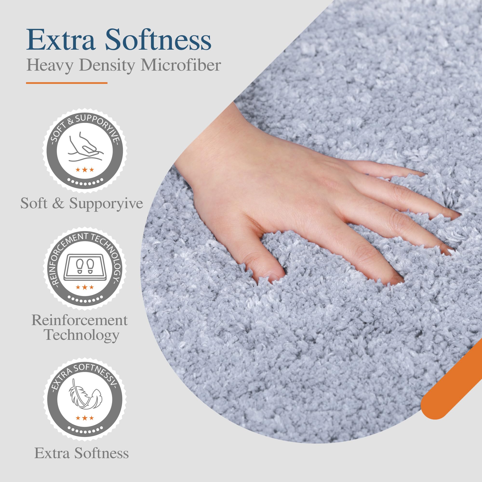 Walensee Bathroom Contour Rug (20X24, Growing Blue) Non Slip Bath Mat For Bathroom Water Absorbent Soft Microfiber Shaggy Bathro