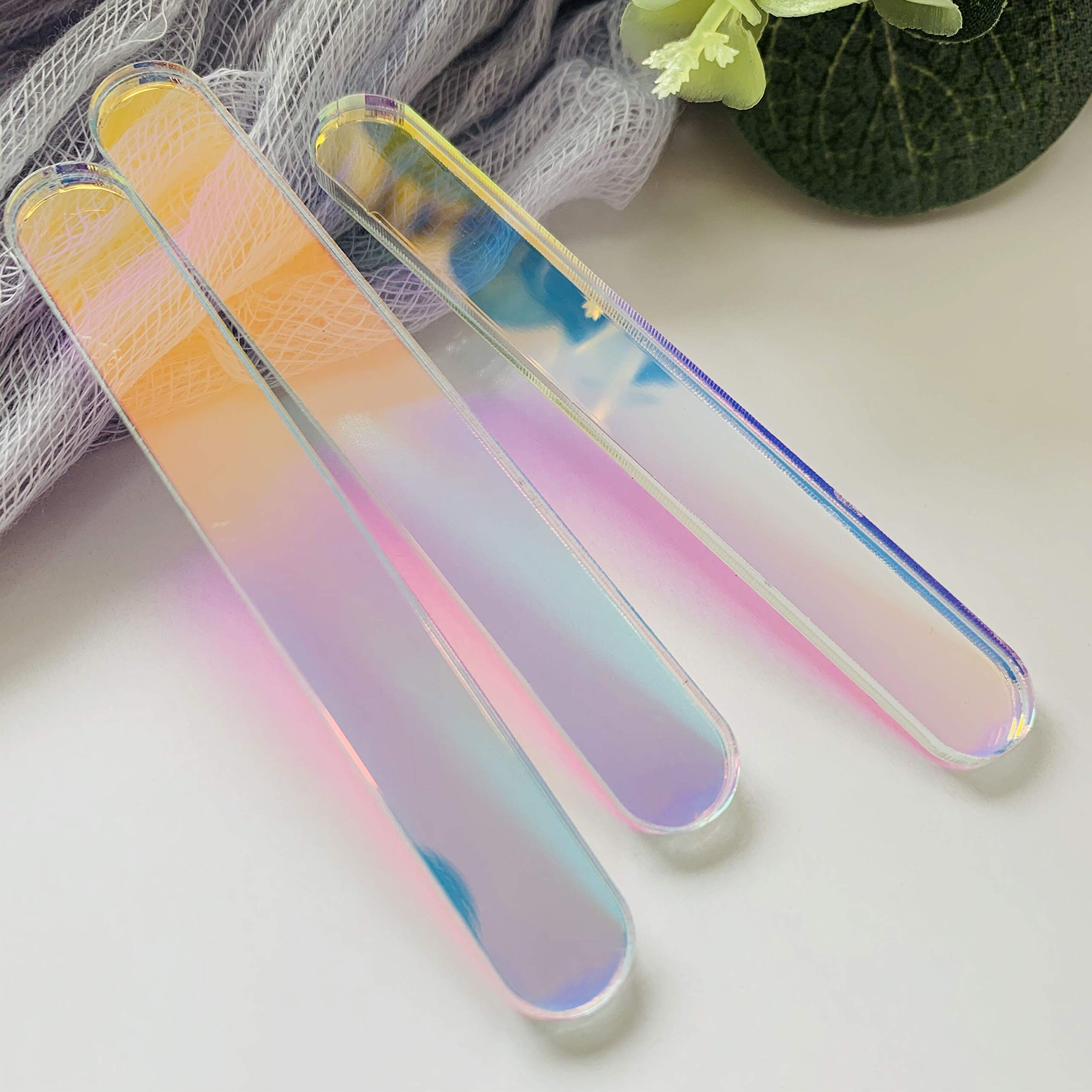 Chenrui 50 Pcs Mini Neon Acrylic Cakesicle Popsicle Sticks For Ice Creamsicle Candy Apple (Rainbow Ab)