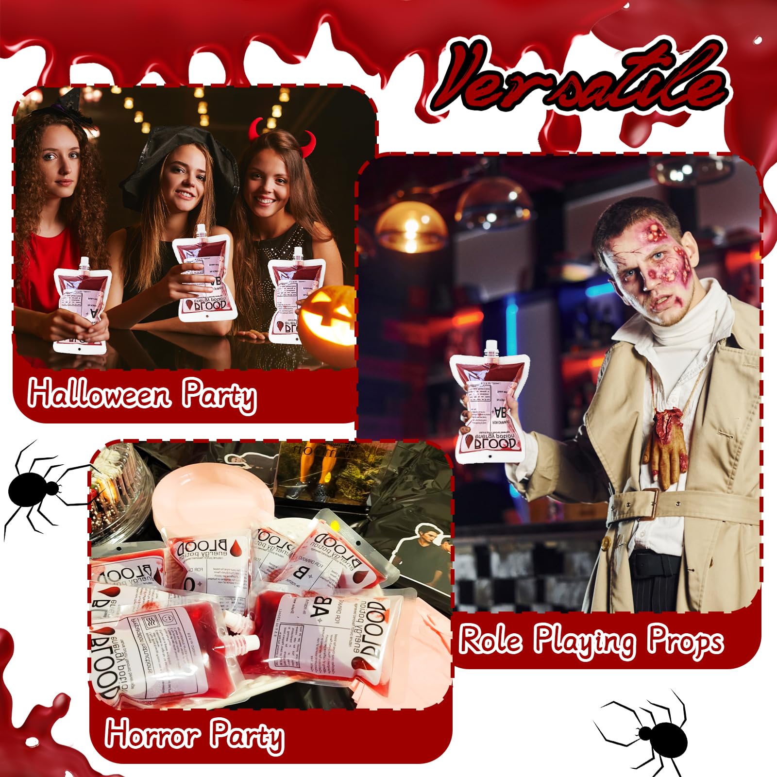 40 Pack Blood Bags For Drinks,8.5Oz Halloween Decoration Drink Container,Reusable Food Grade Drink Pouches With Funnel,Nurse Par