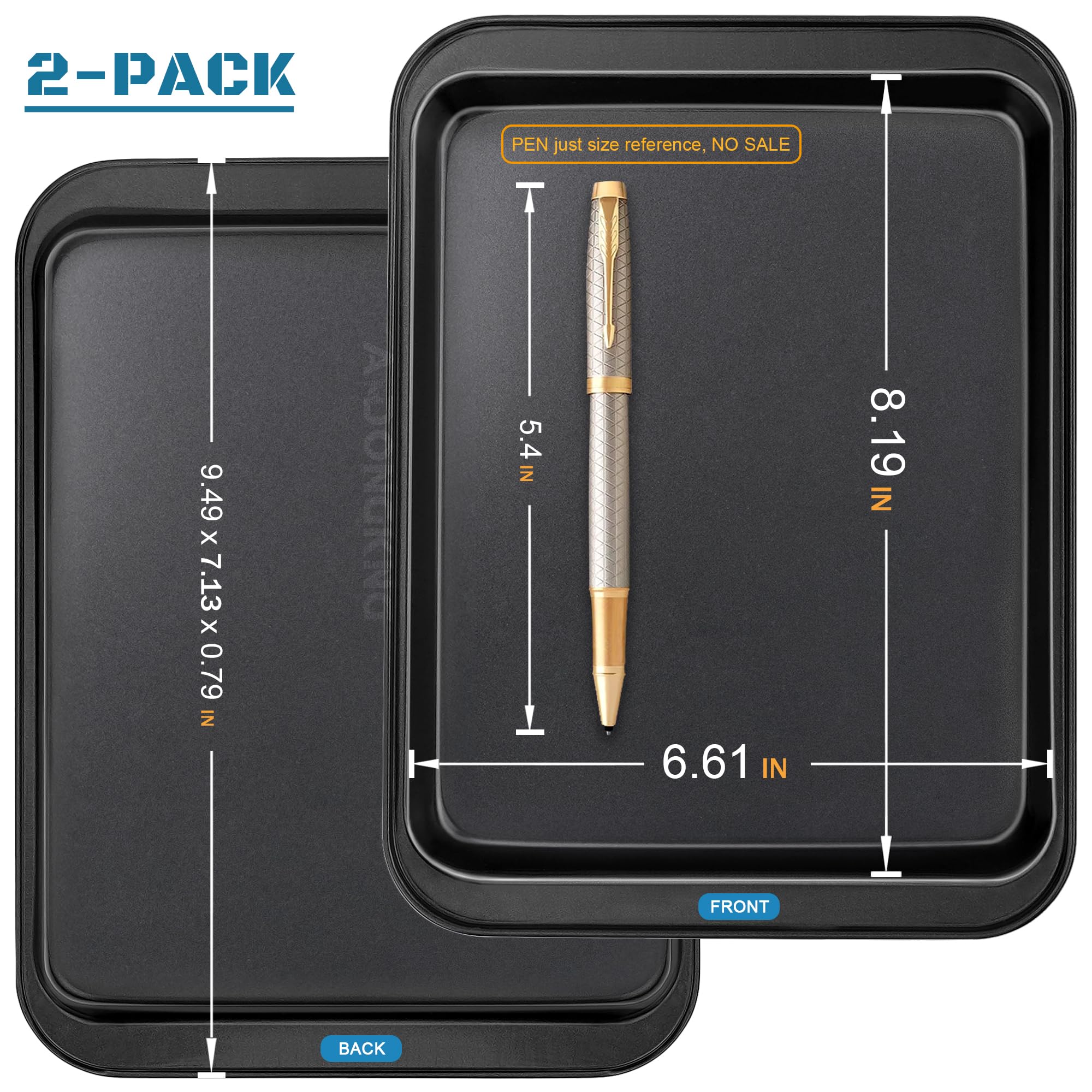 Small Cookie Sheets, Baking Pans, Nonstick Carbon Steel Baking Sheets, 2-Pack, 9.5 X 7.1 Inches (Inner 7.5 X 6)