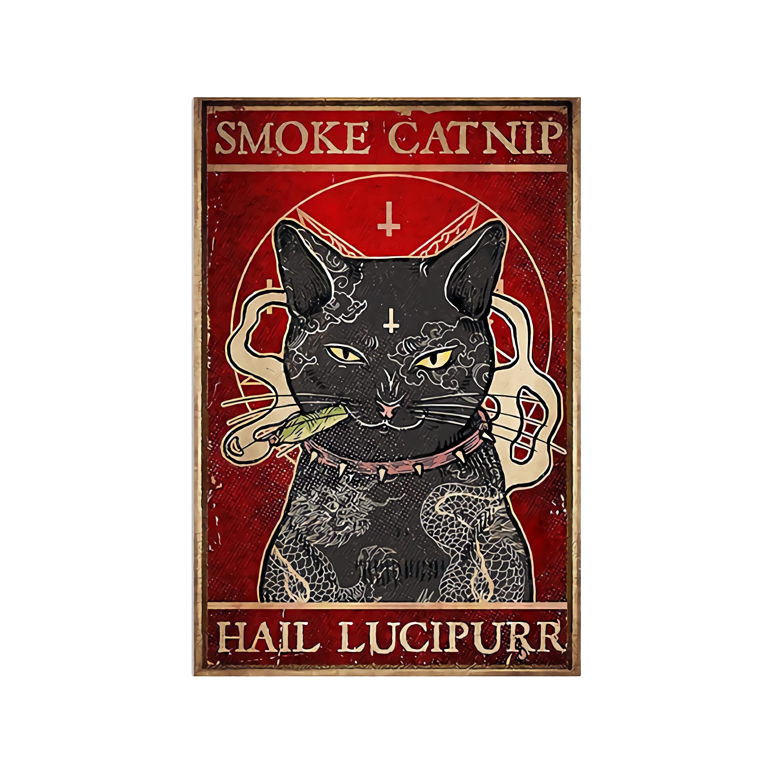 Vintage Tin Sign Smoke Catnip Poster Home Wall Art Decoration Retro Metal Tin Sign 8X12 Inch