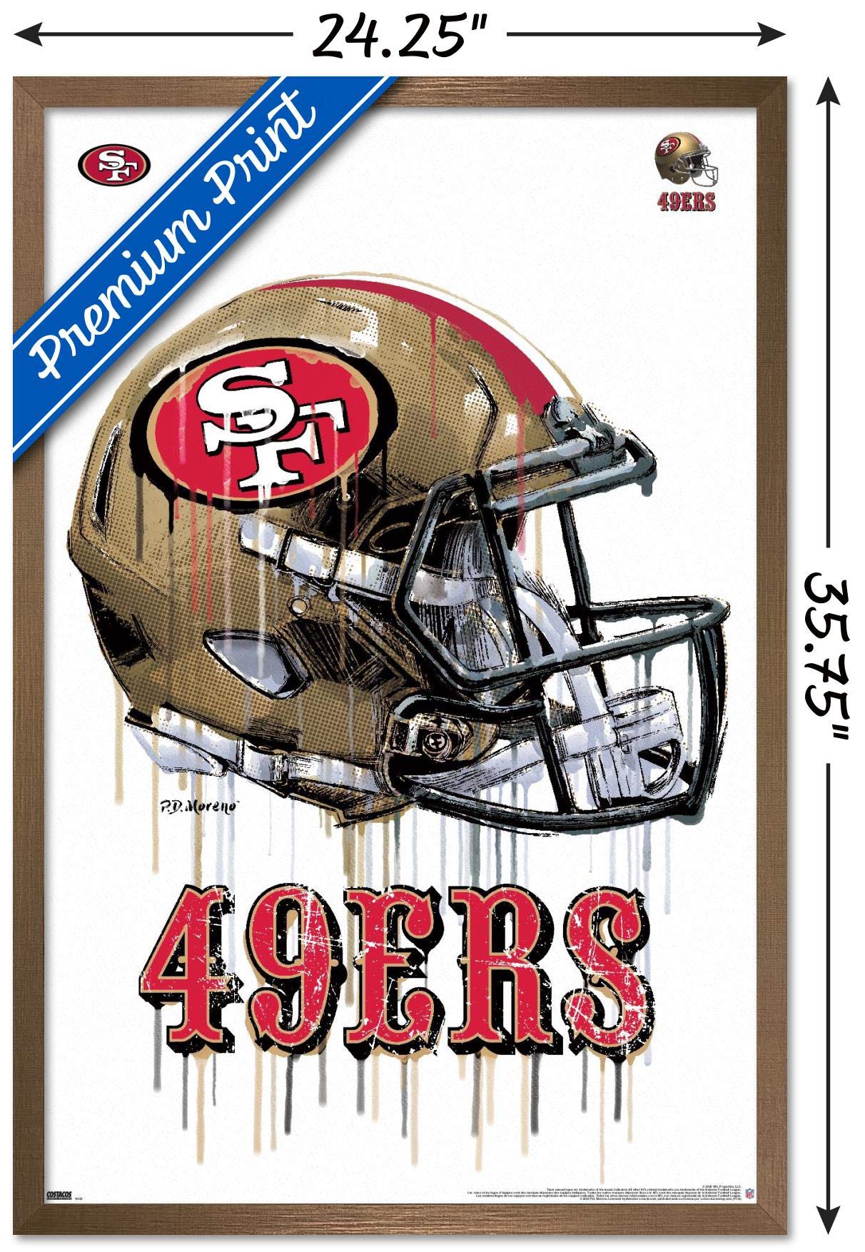 Trends International NFL San Francisco 49ers - Drip Helmet 20 Wall Poster  22.375'' x 34''  Bronze Framed Version