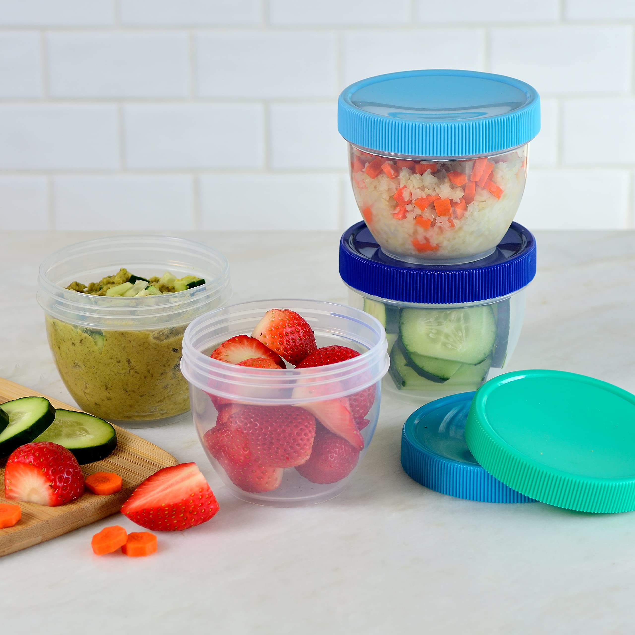 Youngever 18 Pack 1 Cup Small Food Containers With Lids, 8 Ounce Food Storage Containers, Condiment, And Sauce Containers With L