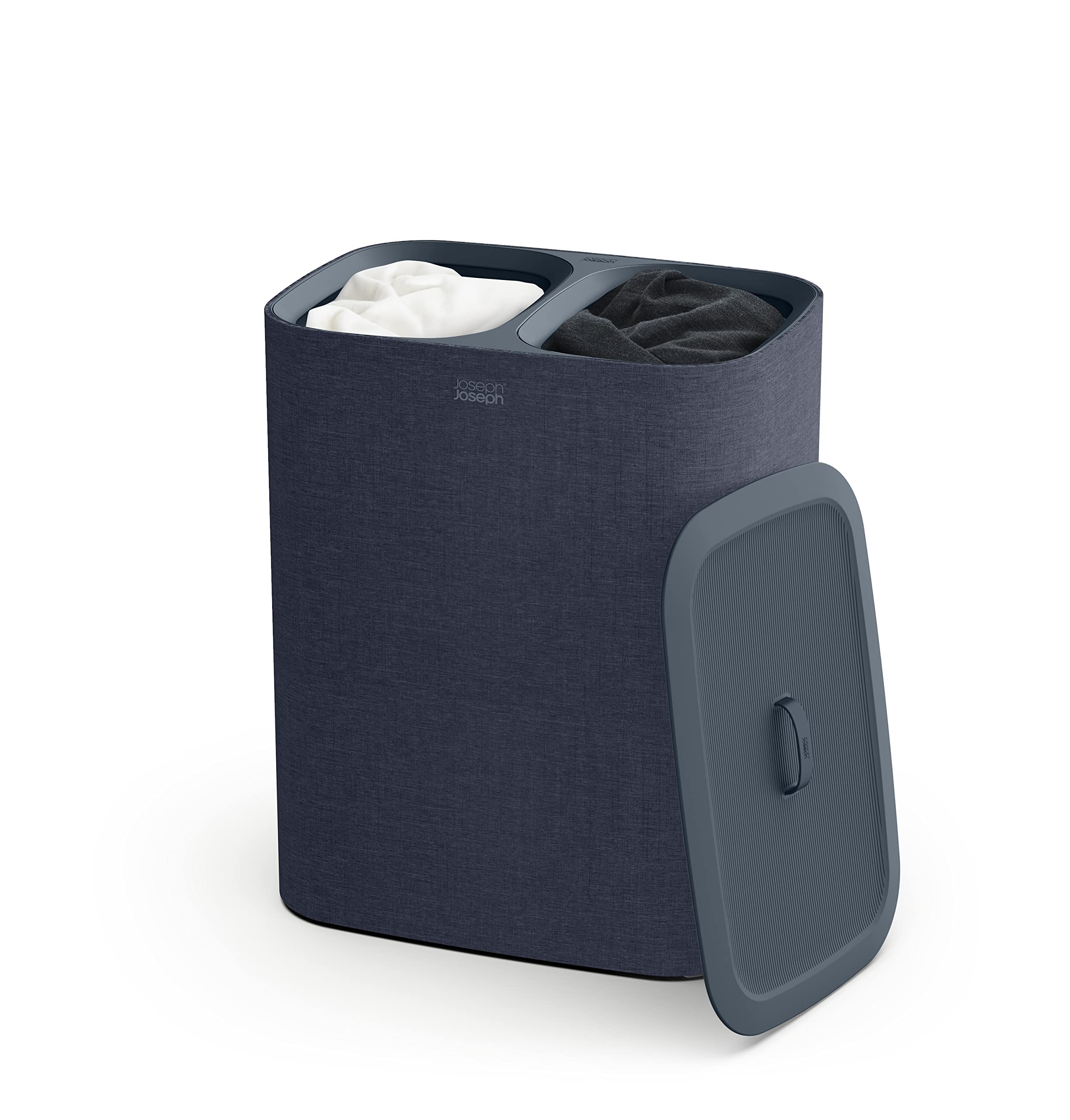 Joseph Joseph Tota 90-Liter Laundry Hamper Separation Basket With Lid, 2 Removable Washing Bags With Handles - Carbon Black