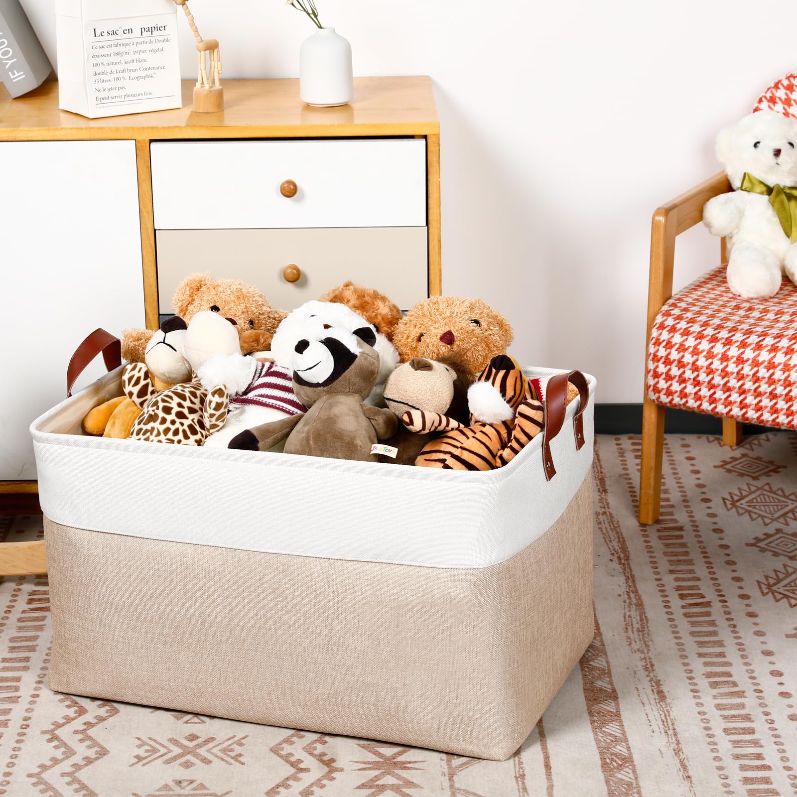 Dullemelo 70L Extra Large Storage Bin, 22'' X 15'' X 13'' Oversized Storage Basket, Collapsible Storage Box, Fabric Clothes Toys