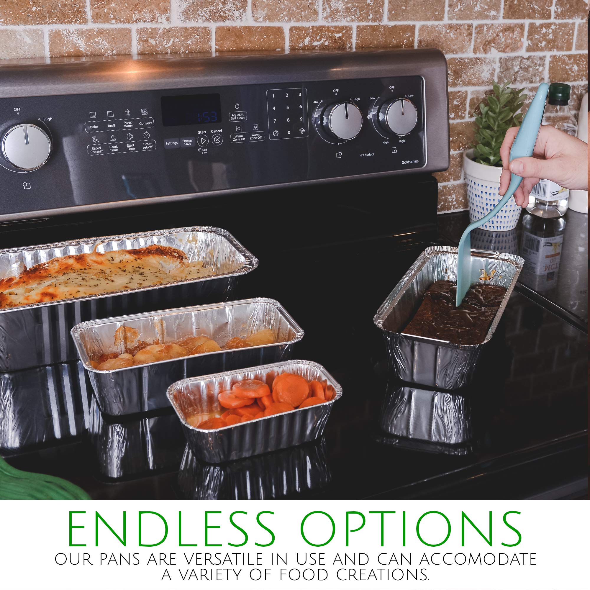 Plasticpro [2 Lb 25 Pack Disposable Loaf Pans Aluminum Tin Foil Meal Prep Bakeware - Cookware Perfect For Baking Cakes, Bread, M