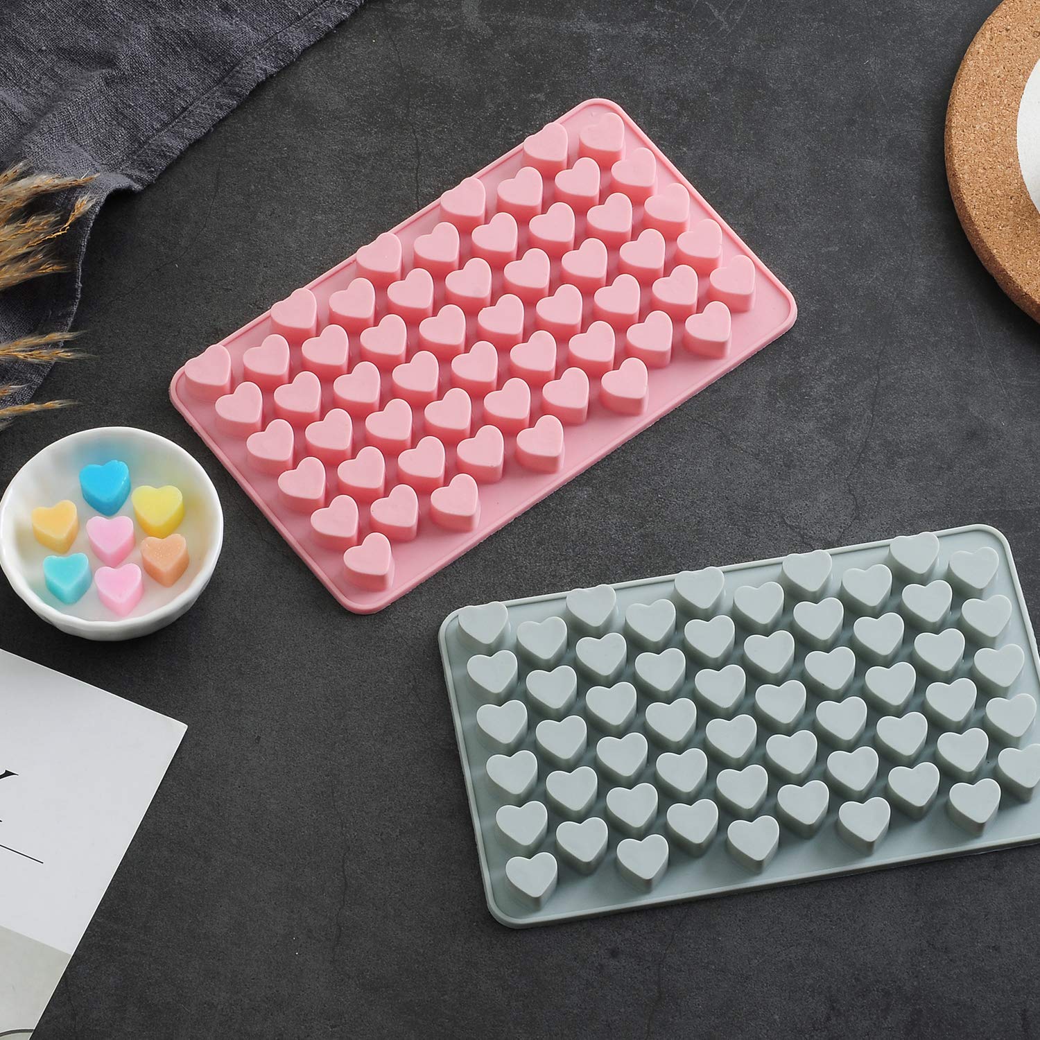 Verdental Small Heart Shaped Silicone Candy Mold Set - Non-Stick Decorative Cake Molds For Chocolate, Gummies, Ice, Sugar Cubes,
