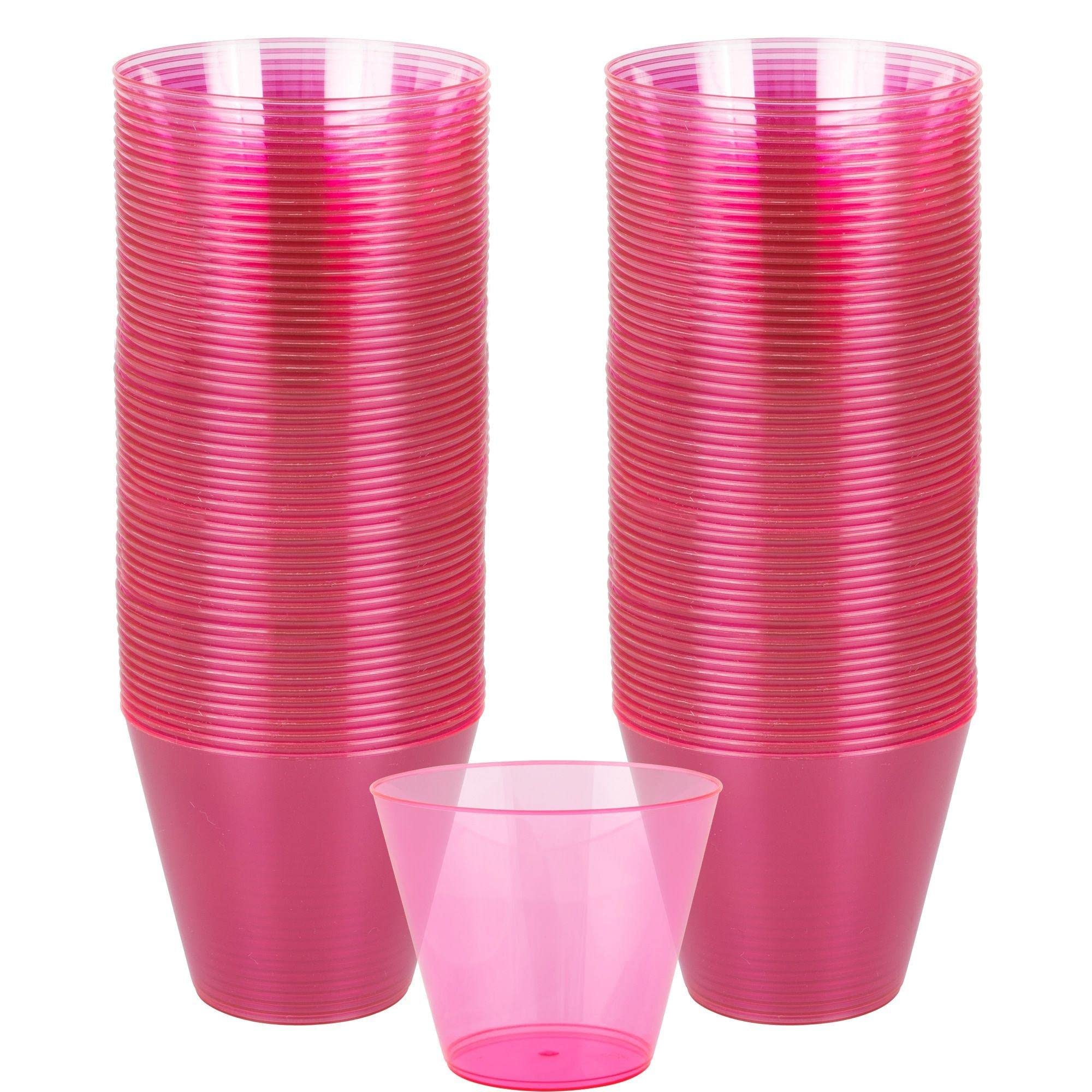 Amscan Bright Pink Plastic Cups, 9Oz, 72Ct