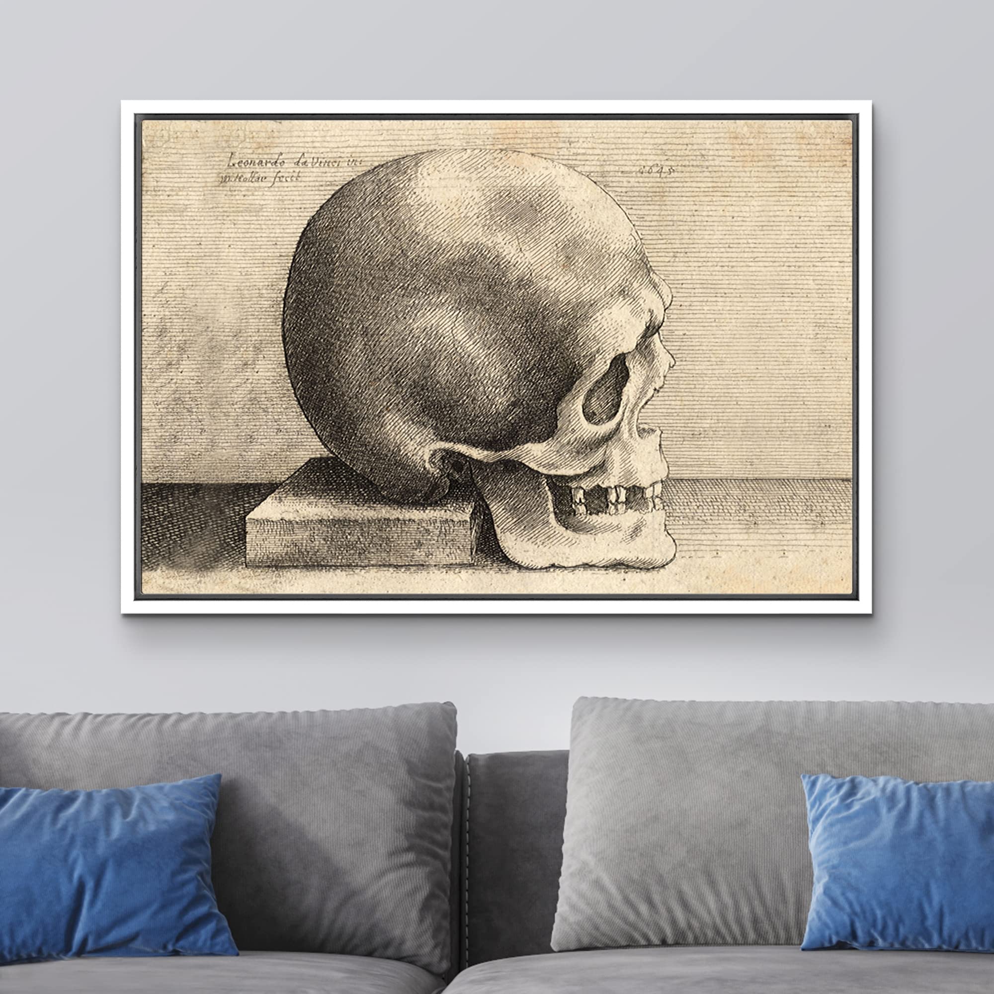 Wall26 Framed Framed Canvas Print Wall Art Right Profile Of A Skull By Leonardo Da Vinci Cultural Illustrations Realism Traditio