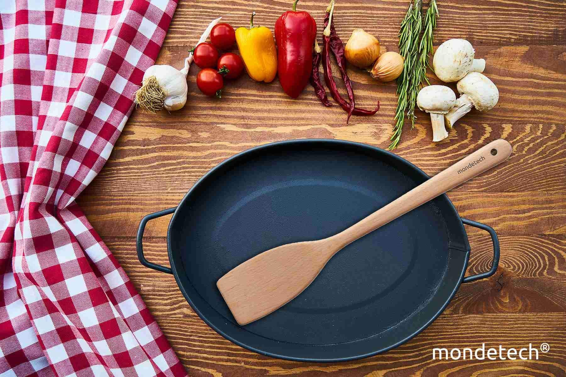 Mondetech Pure Natural Beech Wooden Spatula Turner For Nonstick Cookware