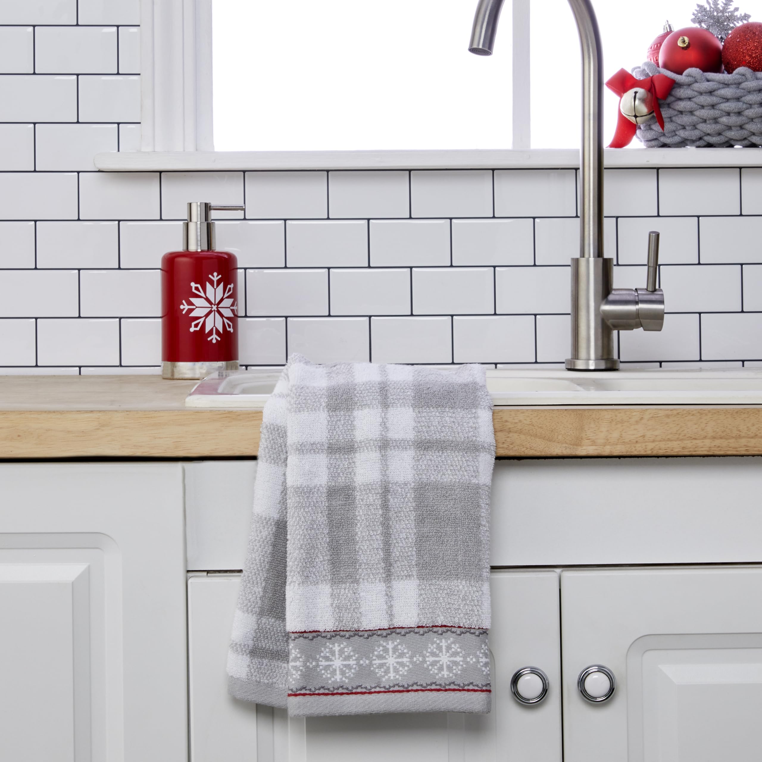 Skl Home Winter/Christmas Whistler Plaid Hand Towel Set For Bath/Kitchen/Bar & Gift, 16'' X 25'', 2 Count