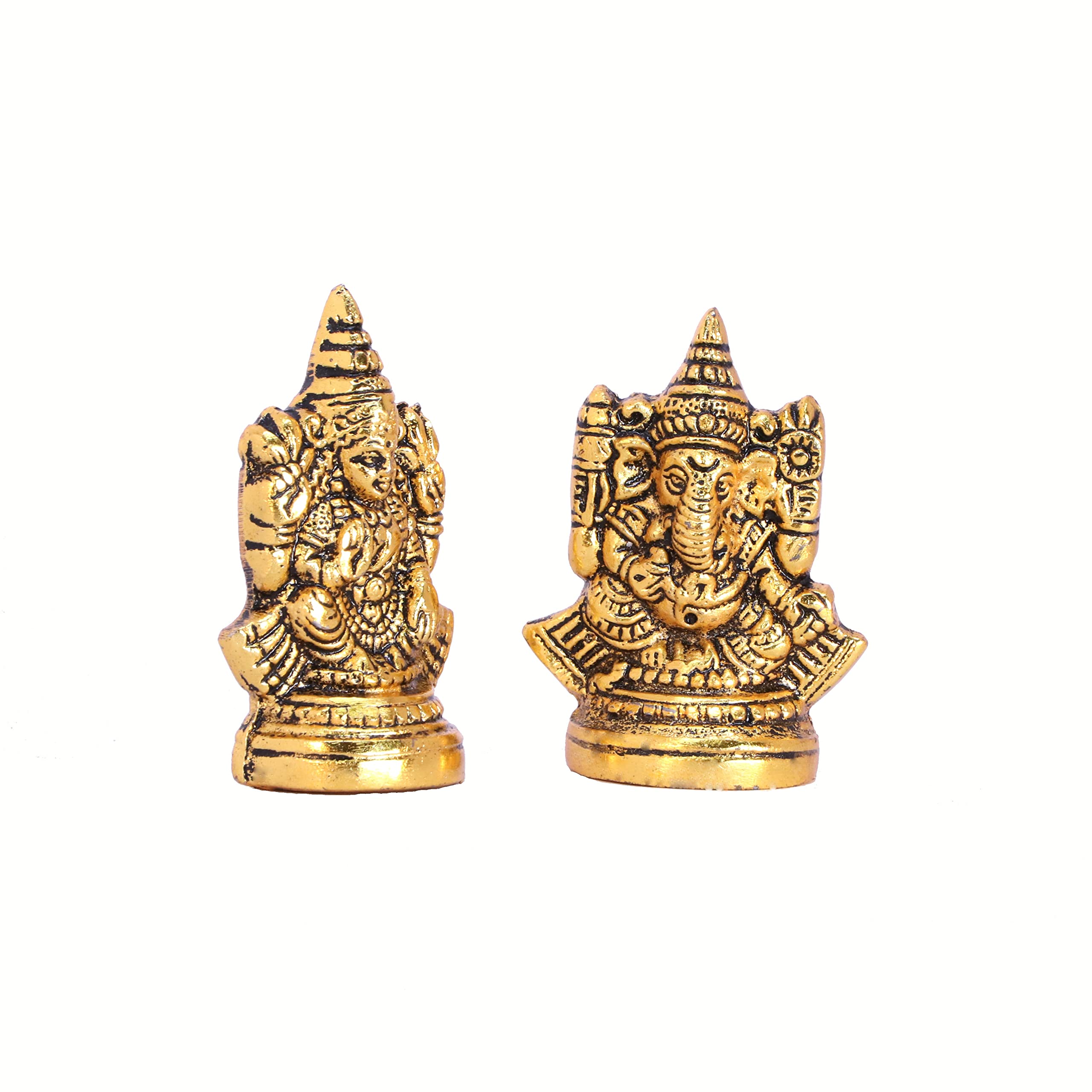 Kridaykraft Metal Laxmi Ganesh Idol Decorative Murti Metal Laxmi Ganesha Statue For Pooja & Decor Your Home, Office, Decorative