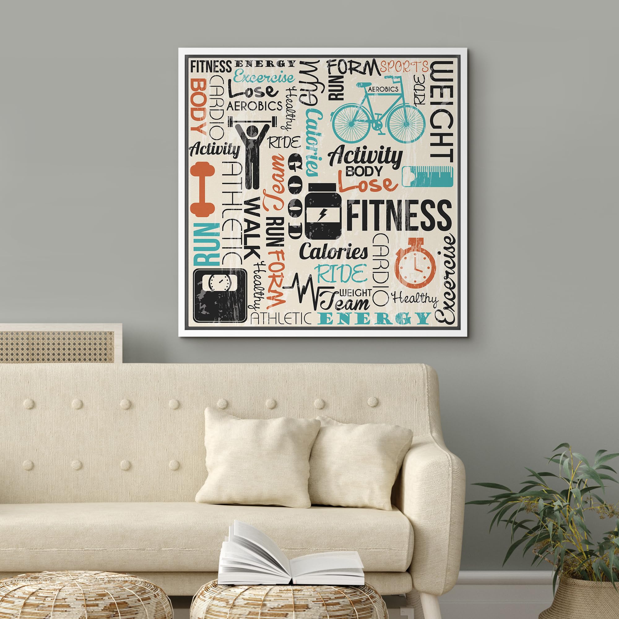 Wall26 Framed Canvas Print Wall Art Motivational Fitness & Exercise Collage Sports Athletes Digital Art Modern Art Bohemian Calm