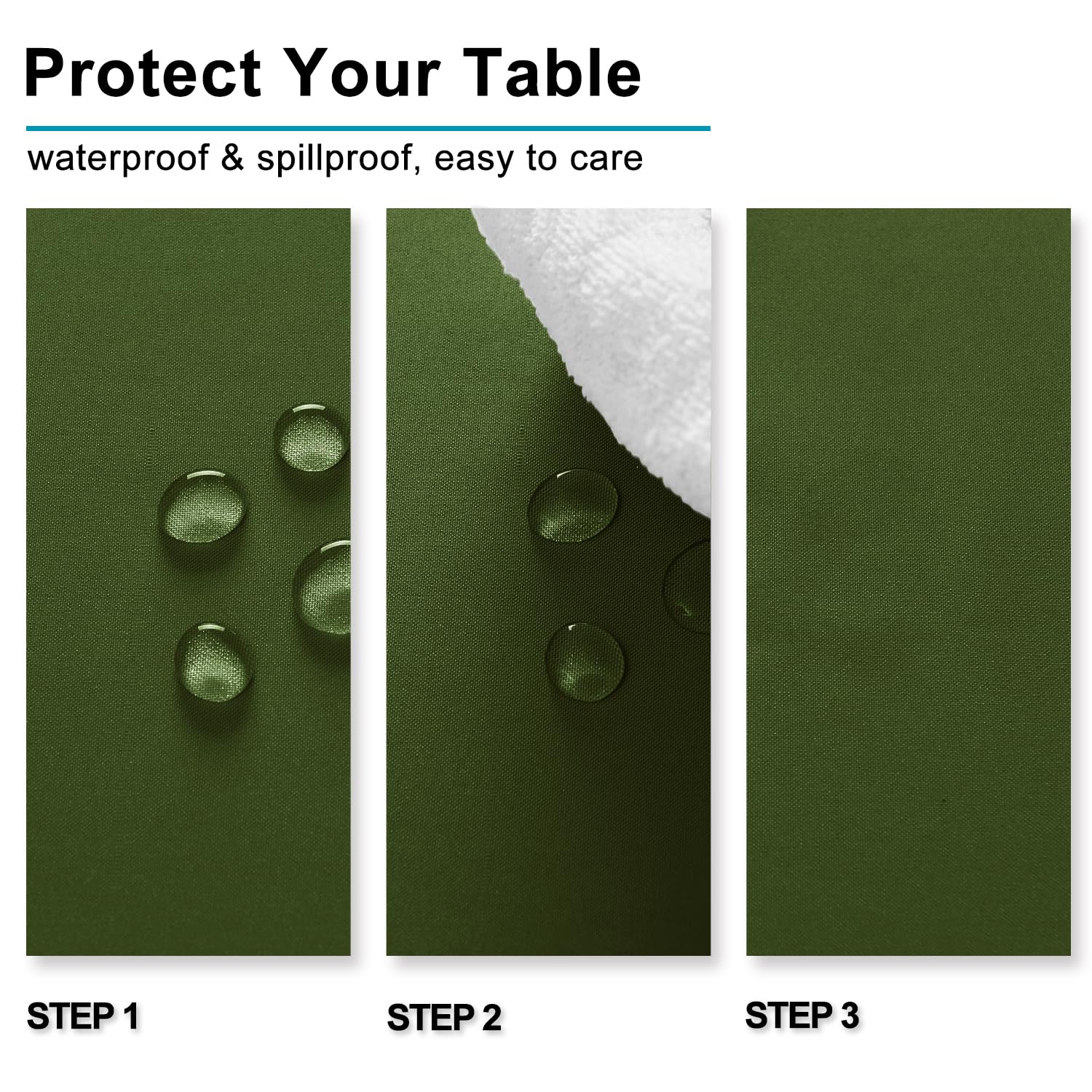 Hiasan Olive Green Rectangle Tablecloth - Waterproof Washable Polyester Christmas Fabric Table Cloth For Buffect Dining Birthday