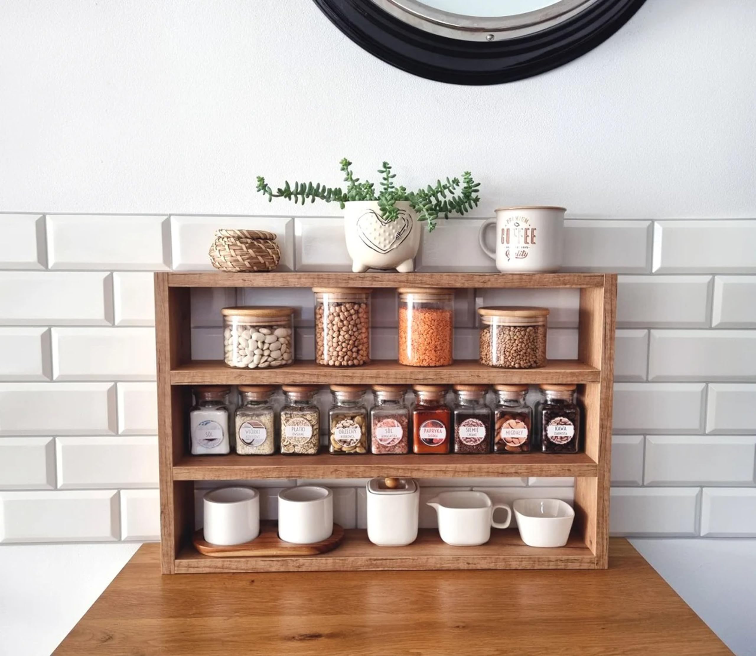 Insight Arts Kitchen Counter Shelf, Countertop Spice Rack,Countertop Shelf, Shelf Rack Counter Top Organizer, Modern Farmhouse D