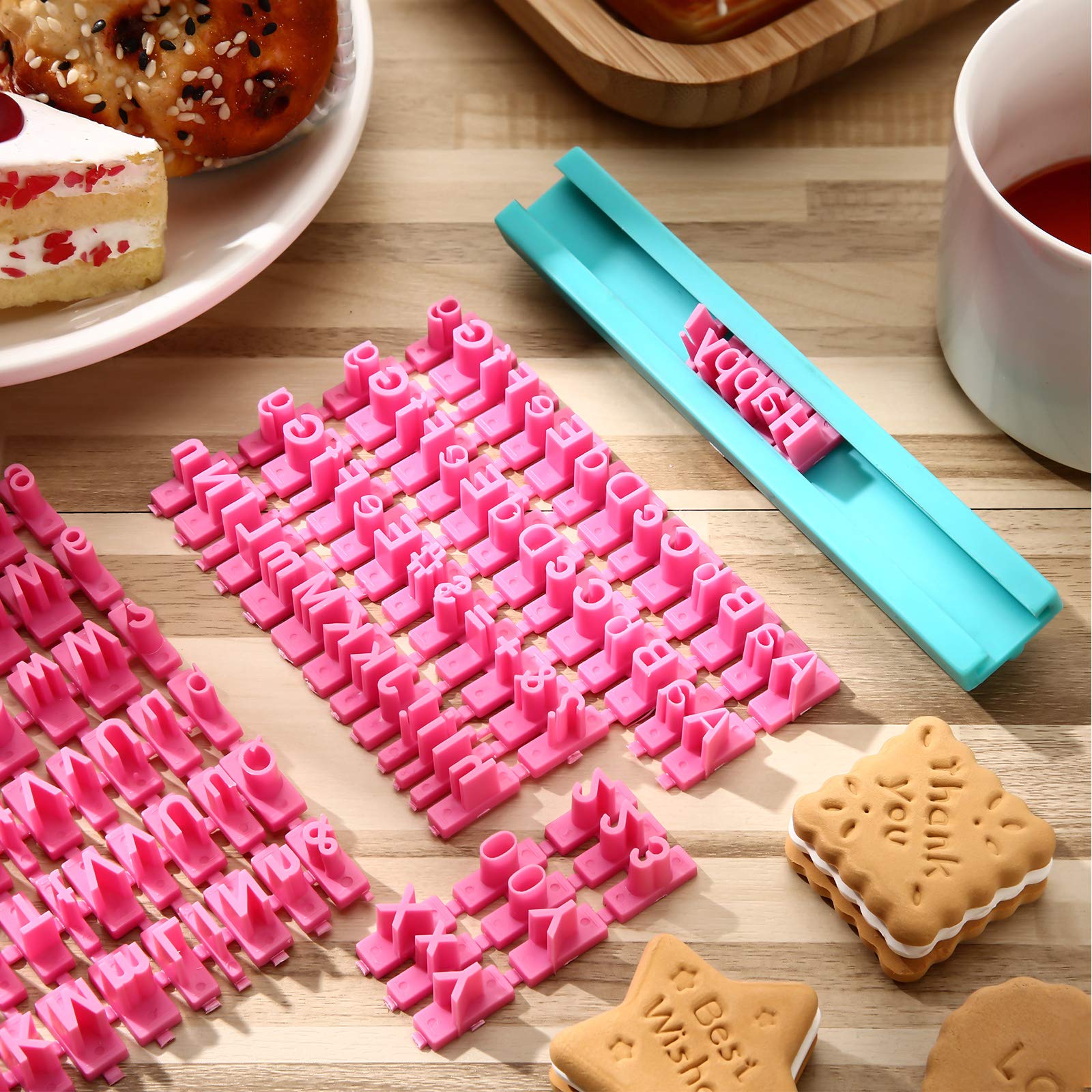 Alphabet 225 Pcs Number Punctuation Cookie Letter Biscuit Stamp Cookie Letters Stamp Set Including Letters Lower And Upper Case