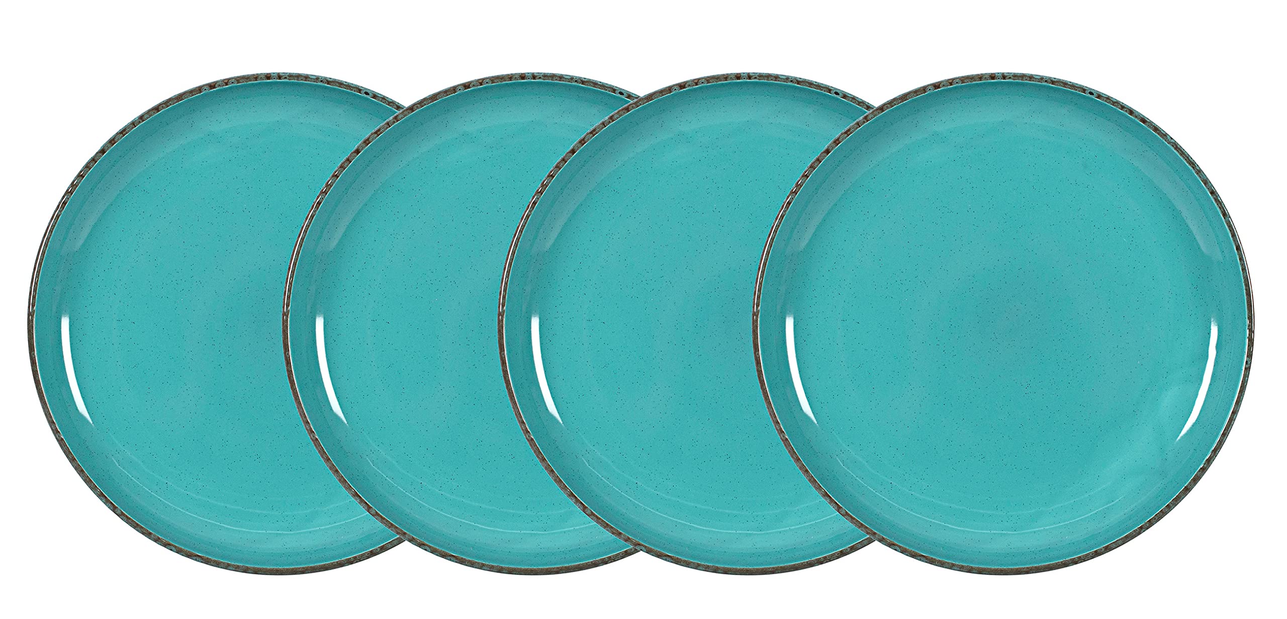 Home VSS, Stoneware Euro-Nordic 20pc Dinnerware Set, Shiny Turquoise Glaze with Speckle Effect