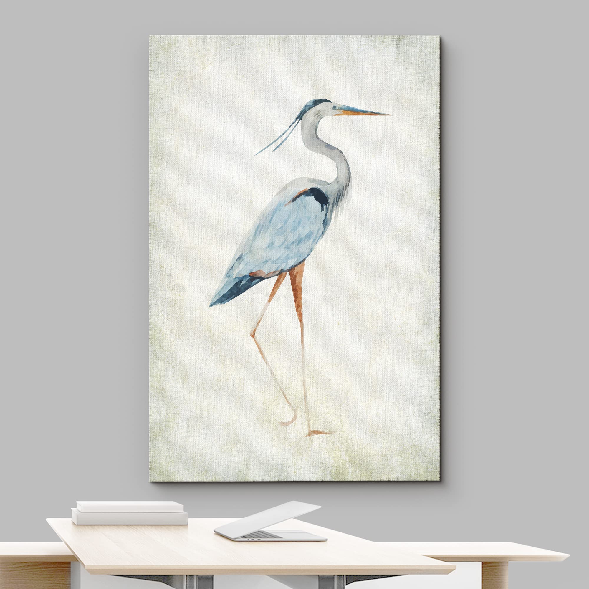 Wall26 - Canvas Wall Art - Heron Bird - Wild Animal - Gallery Wrap Modern Home Art | Ready To Hang - 16X24 Inches