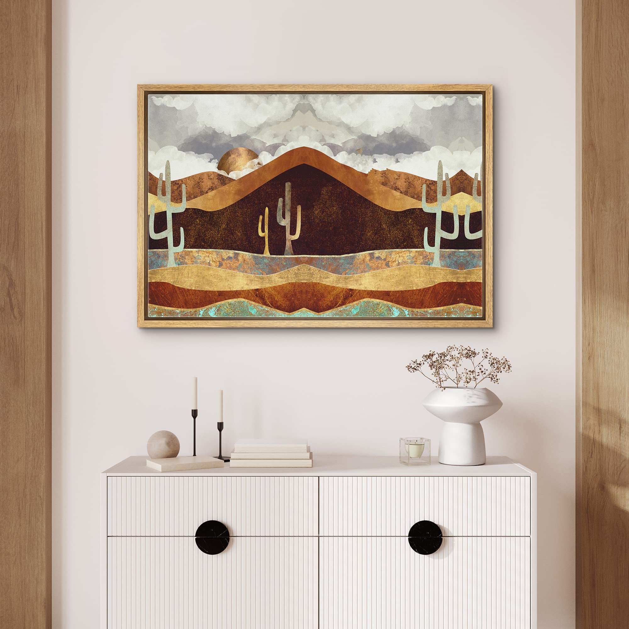 Signford Framed Canvas Home Artwork Decoration Abstract Mountain Nature Scenery Canvas Wall Art For Living Room, Bedroom - 24X36